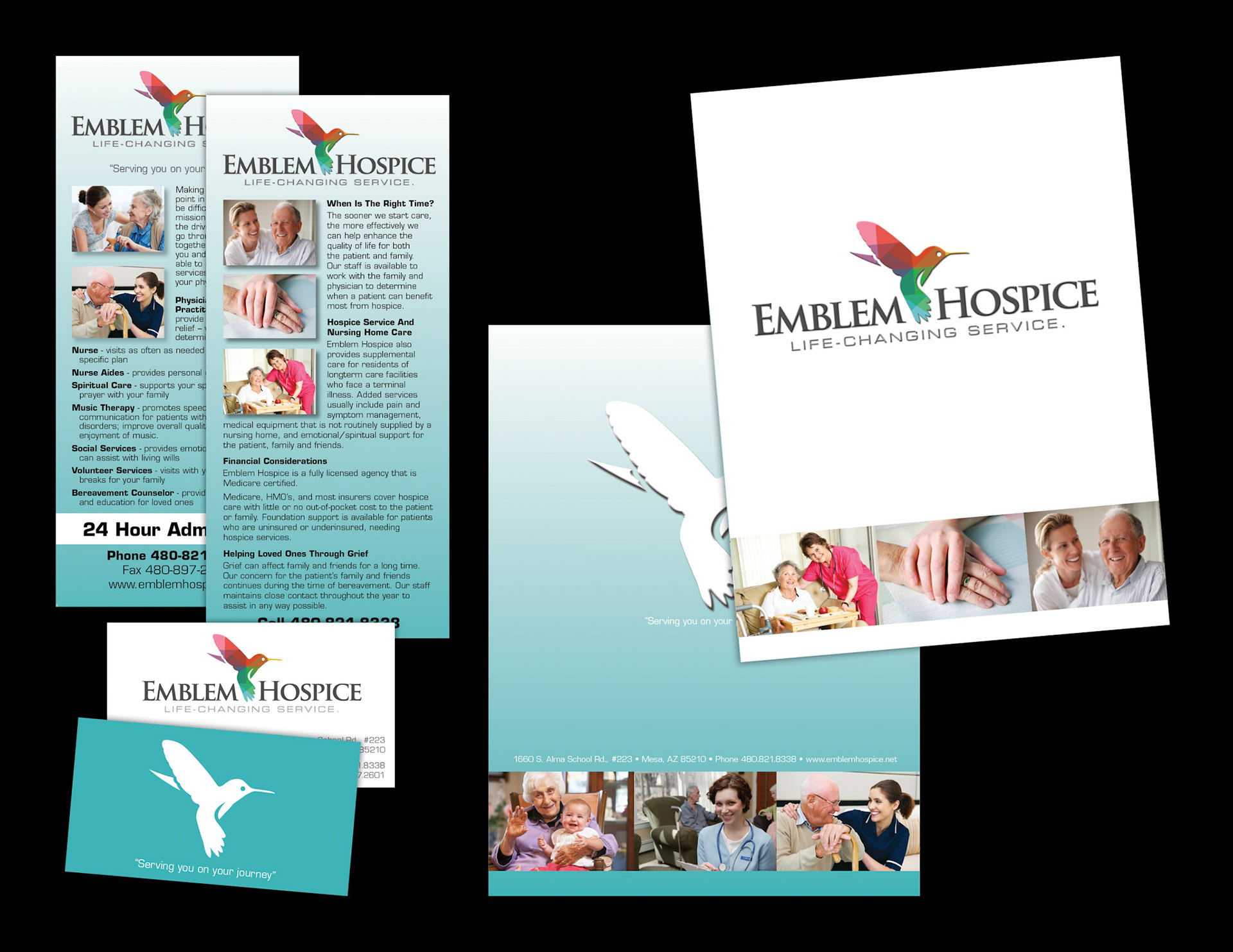 Rack Card, Business Card and Pocket Folder