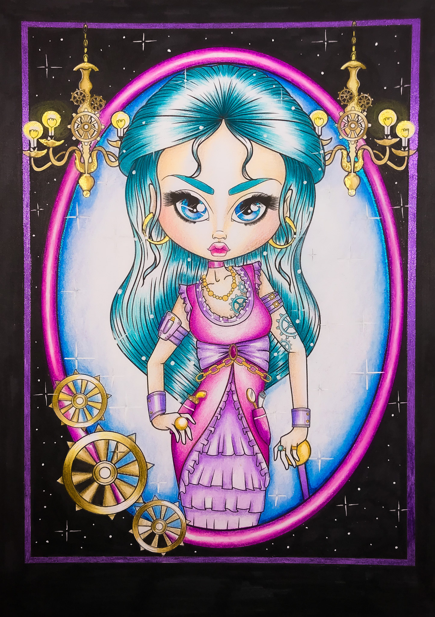 Steampunk Darlings / Wax Pencil illustration