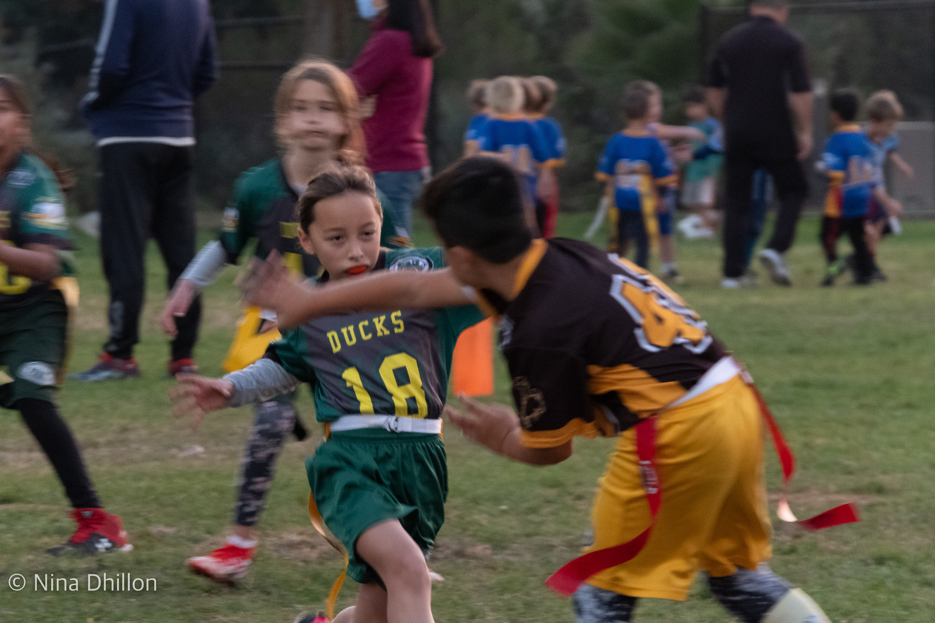 Annabelle: Her Job was "rusher" - which meant she ran for the center player and pressured him to throw the ball. It worked. San Diego,CA. By NinaD.ISO 4000 f/10 1/125sec 280mm