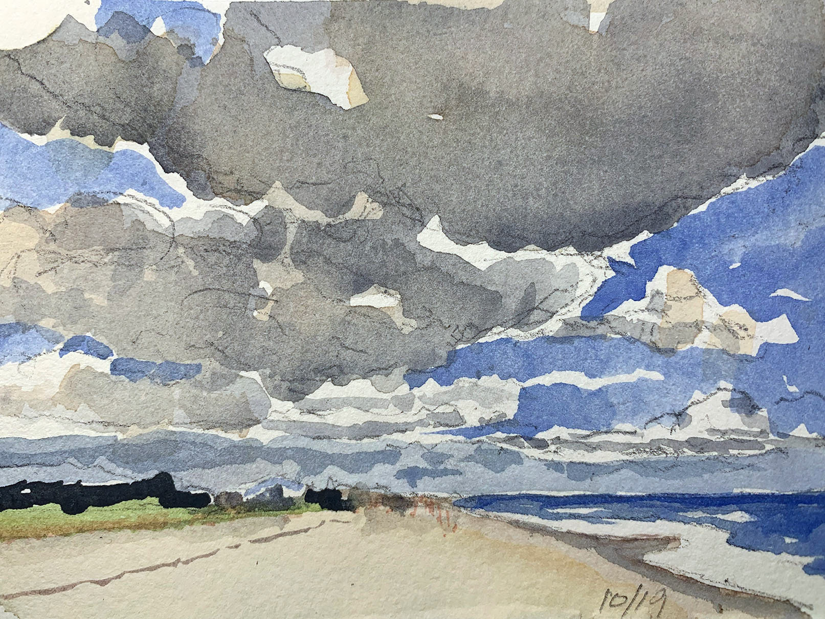 "Heavy Cloud,"Watercolor on Arches Paper, 2019