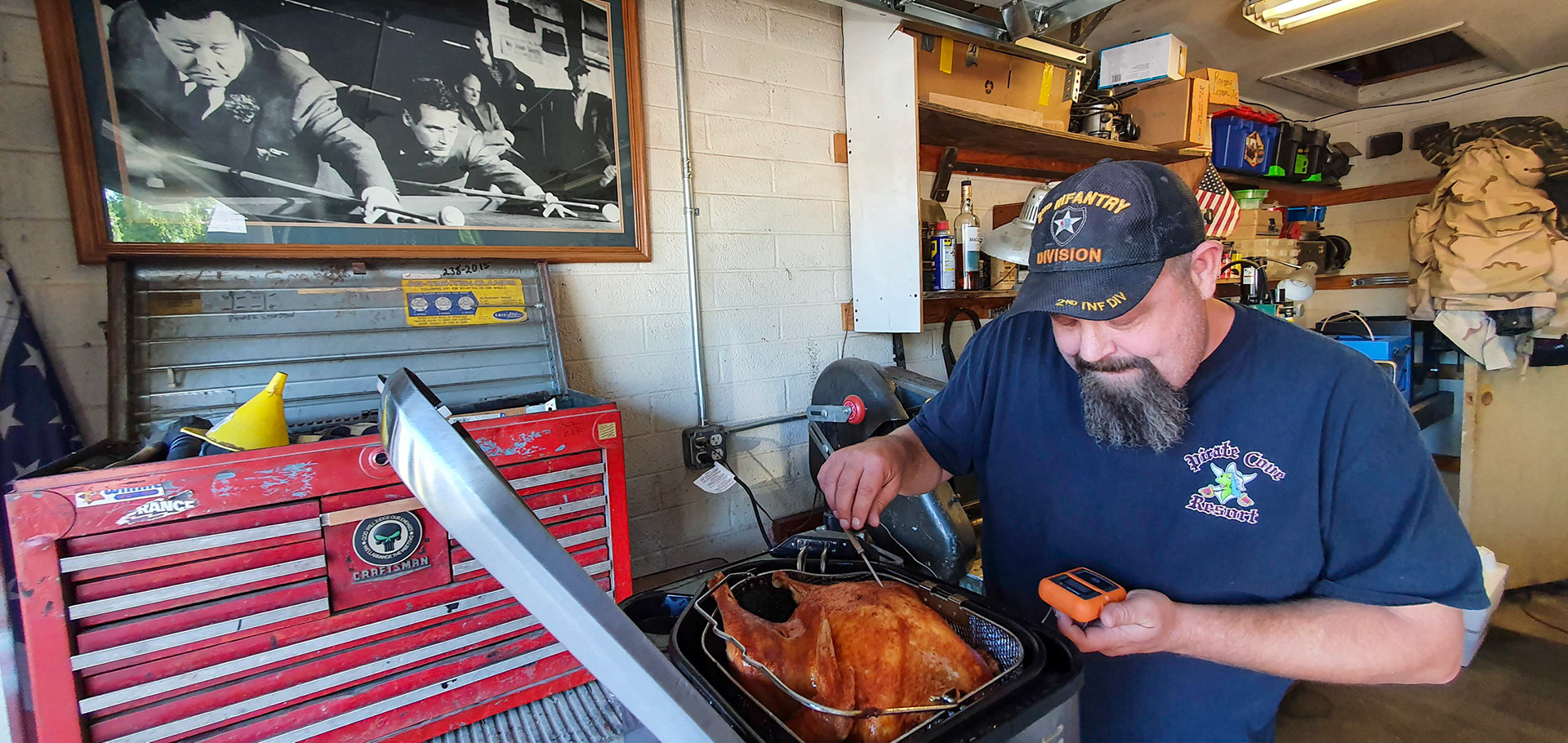 How's the deep fried turkey doing?