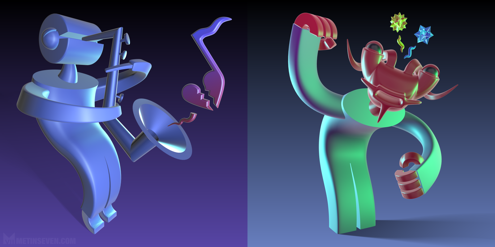 3d, artwork, illustration, illustratie, character, karakter, design, ontwerp, experimental, experimenteel, stijl, style, saxophone, saxofoon, alien