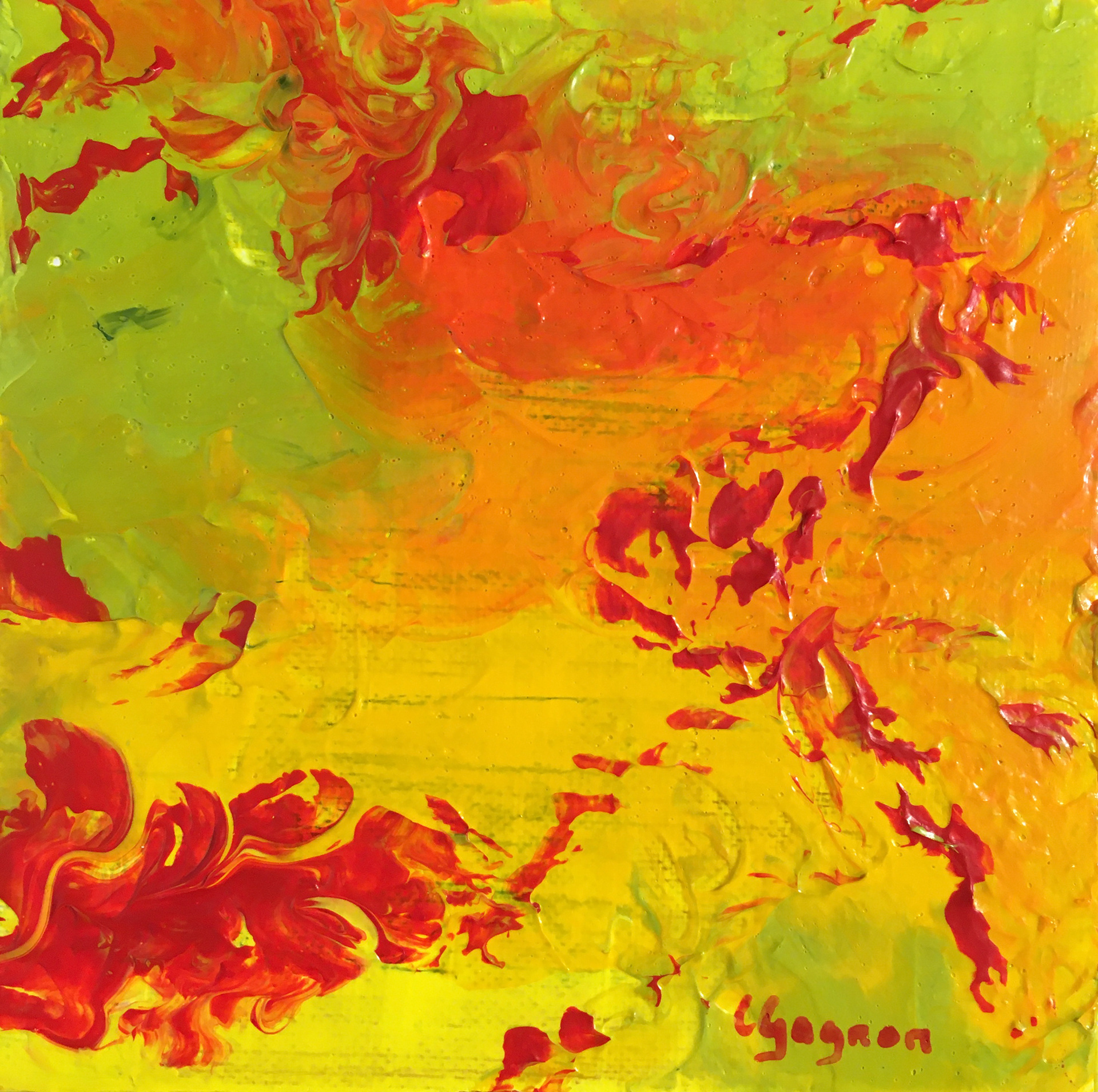 Claire Gagnon - Lake of Fire - 6x6 - Acrylic on linen - $150