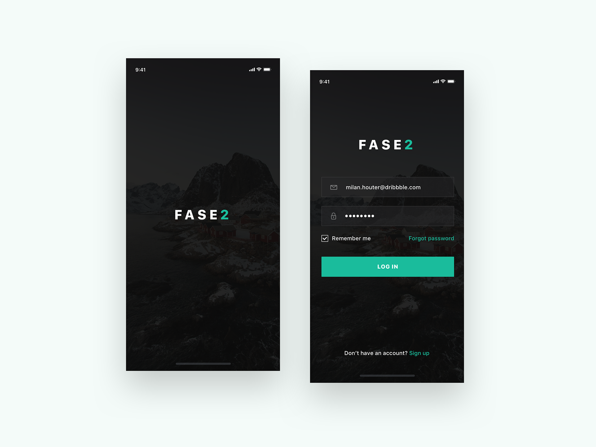 App Design - FASE2 Login Screen by Milan Houter