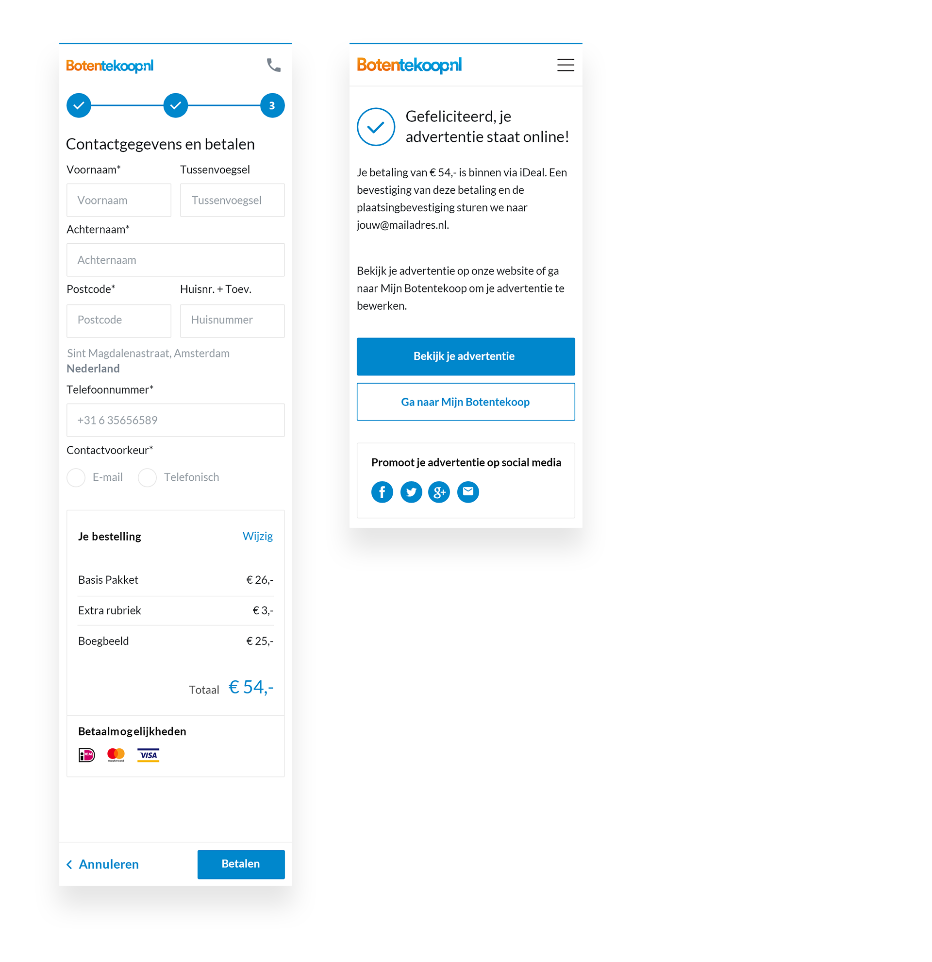 Botentekoop.nl Place Product Page Redesign Mobile by Milan Houter
