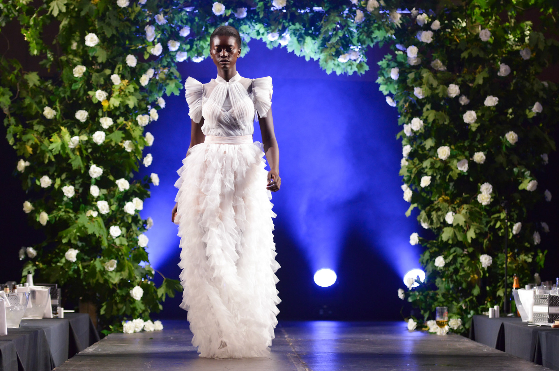 Model walking for Forever Unique at the 2019 Manchester Fashion Festival - Runway Photographer