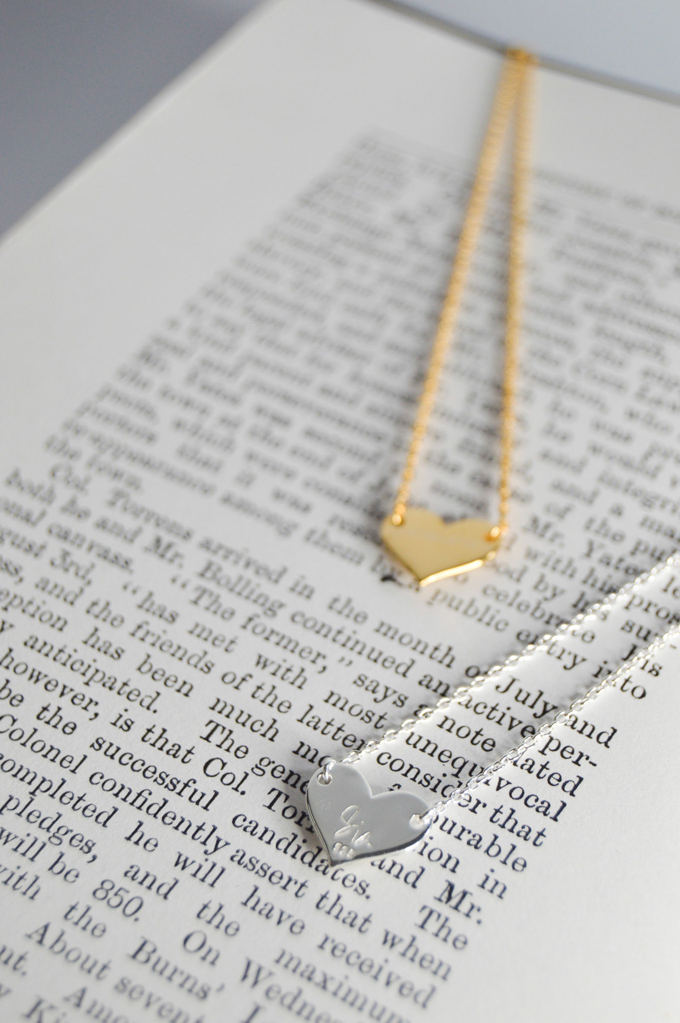 Sia Shafer gold and silver heart necklaces creative photography