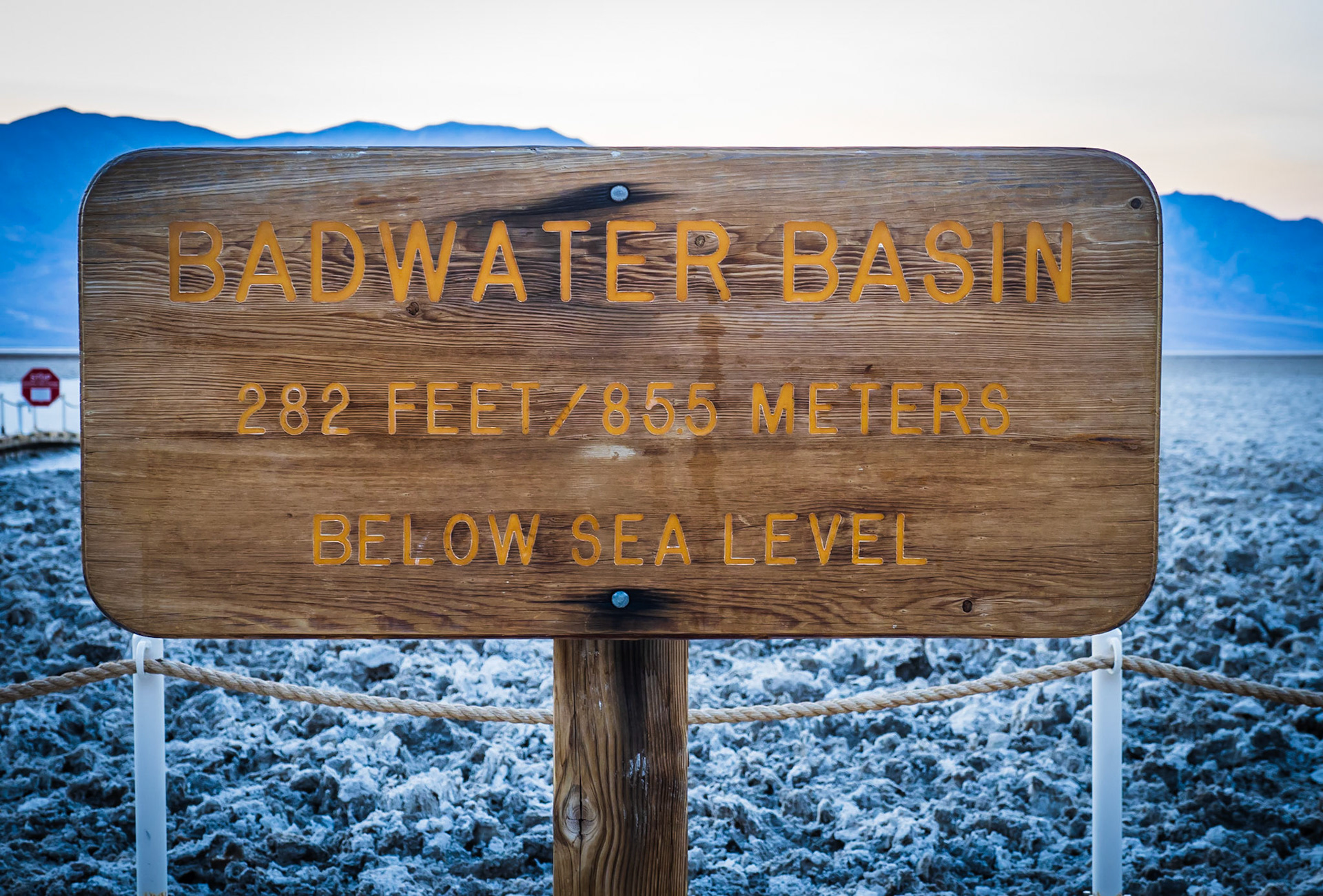 Badwater Basion sea level Sign