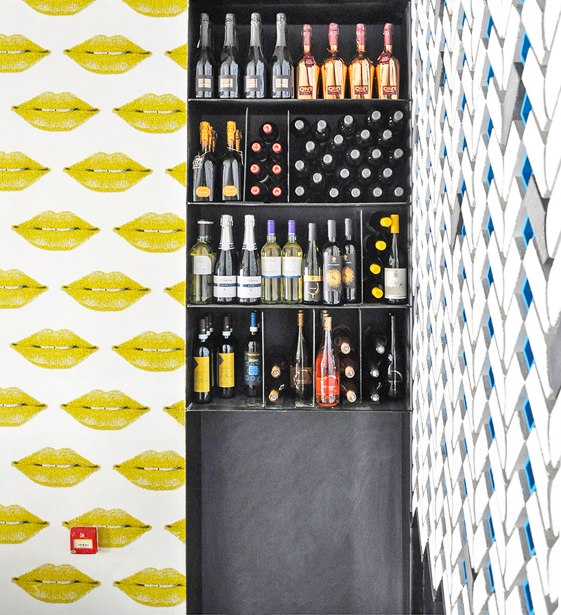 ramoprimo, interior design, buona bocca, wine bottle, hutong bricks, walls,