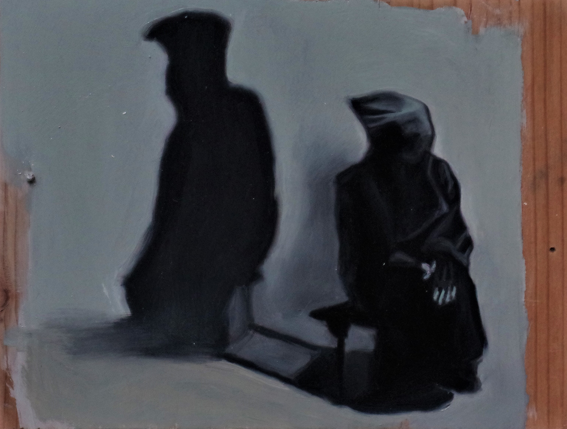 Kuroko VI - 2017, Oil on wood 20x15