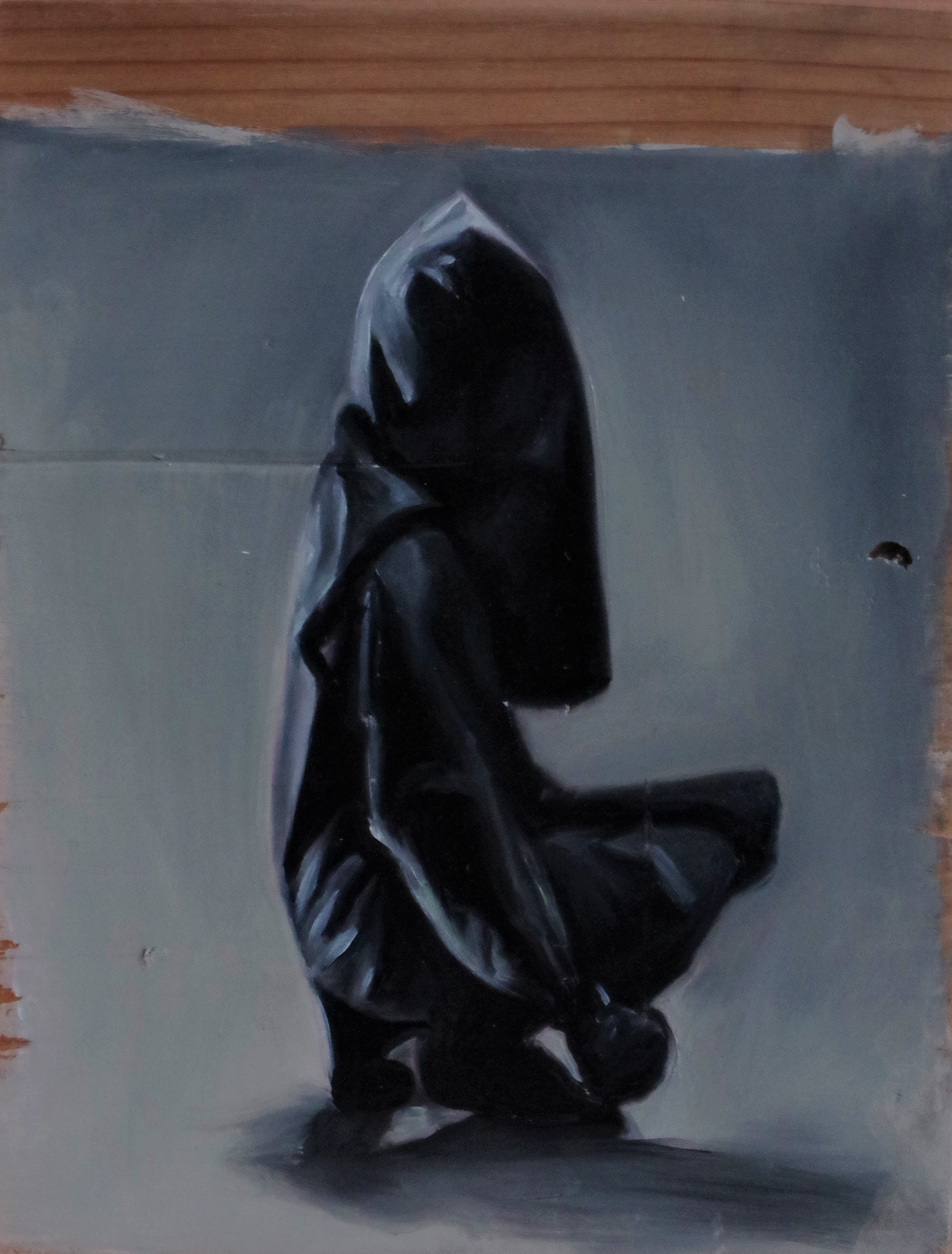 Kuroko II - 2017, Oil on wood 20x15cm