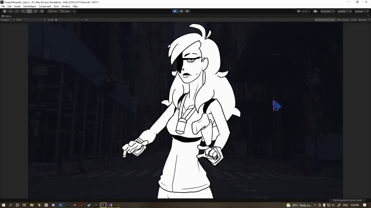 This is part of a Detective video game I've been working on in Unity, I made the text bubble animation in after effects and the character animation was done in Clip studio but the typewriter effect on the text is from a package I've purchased on the Unity store. The background isn't mine either.