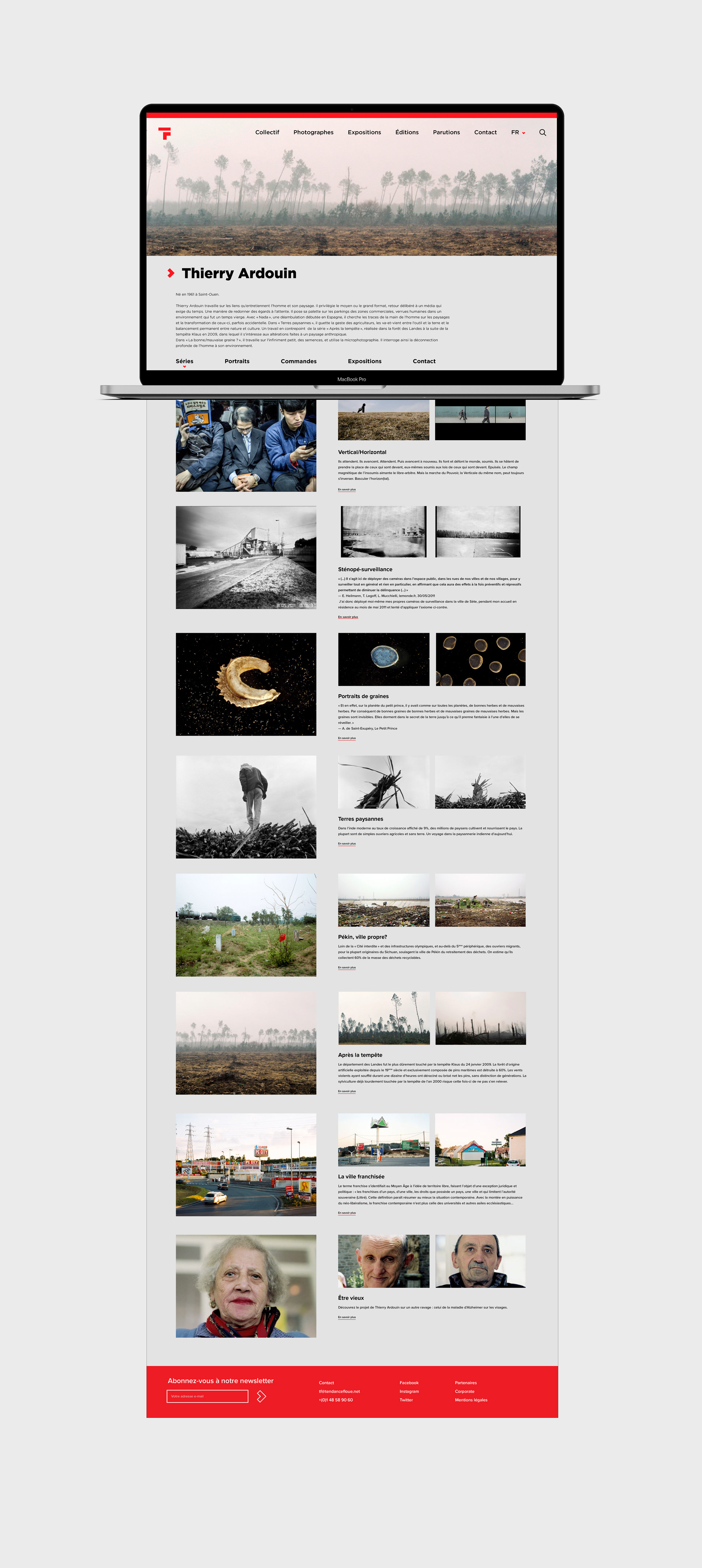 Laptop showing the full scroll of a page of the website