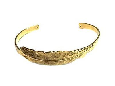 Bracelet 'Plume' GM - Laiton doré - 85€