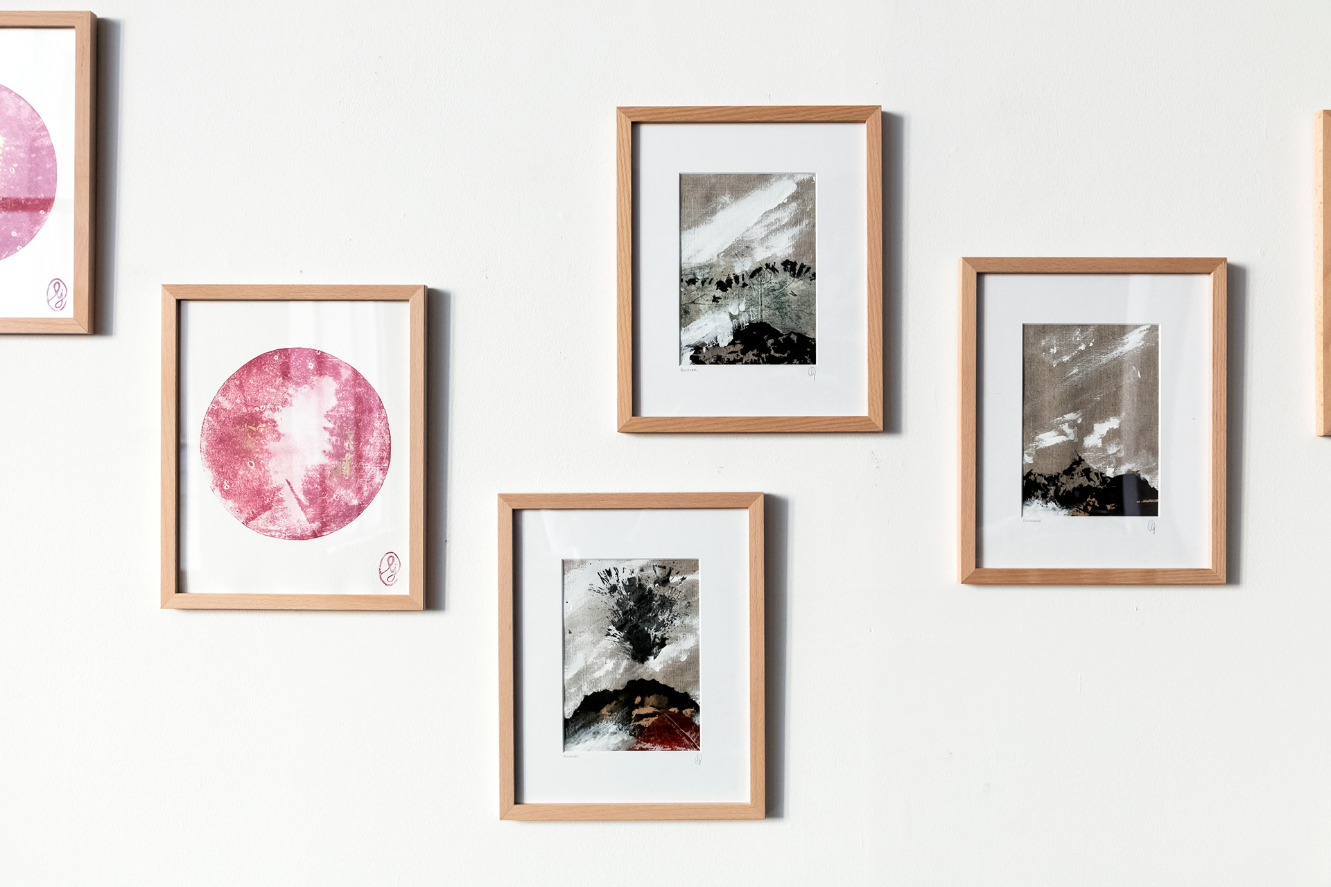 Tableau gravure Exo Moon rose 24 x 30 cm - 110€ / Gravure Islands 180€ /