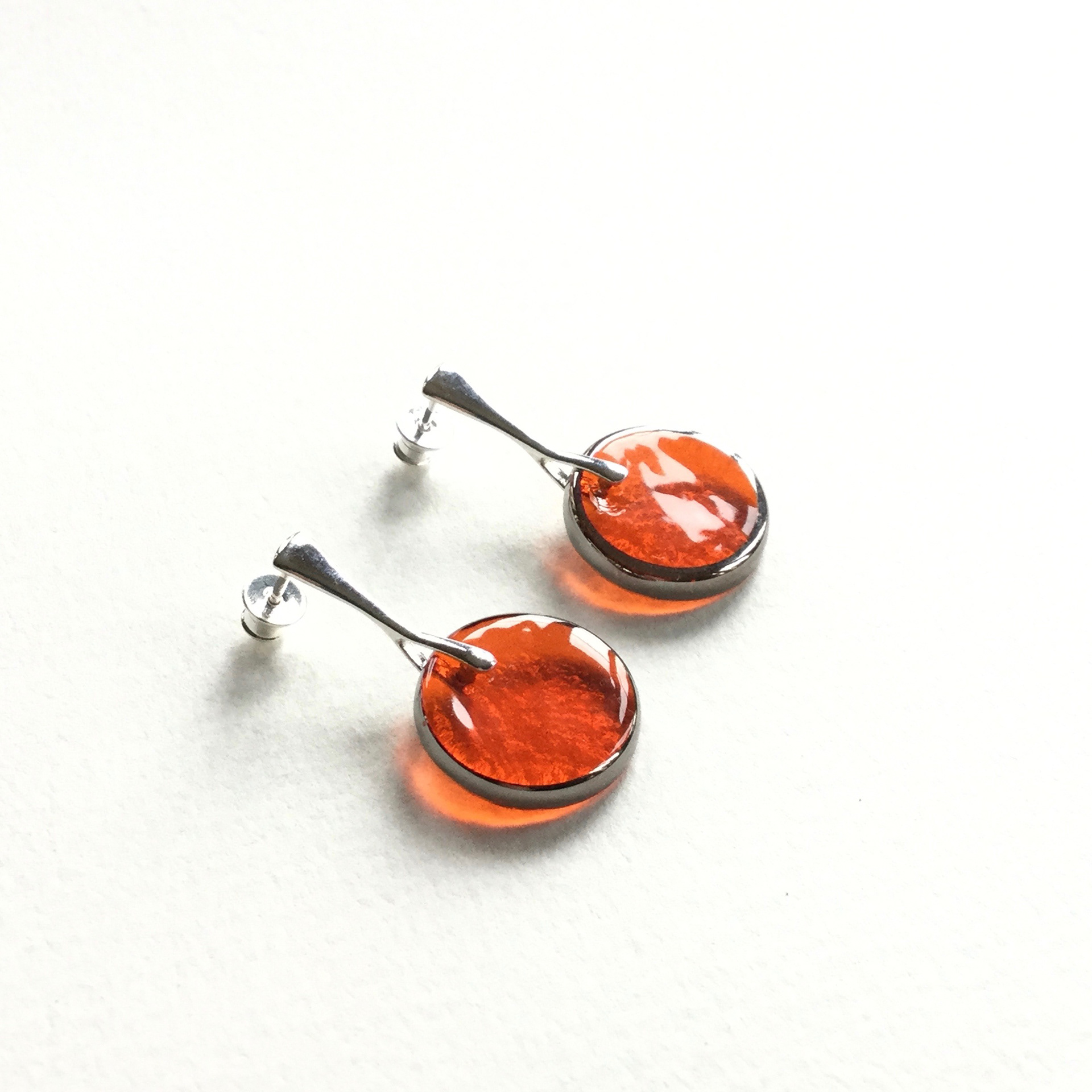 Boucles d'oreilles 'Pleine lune' orange - Verre - 38€
