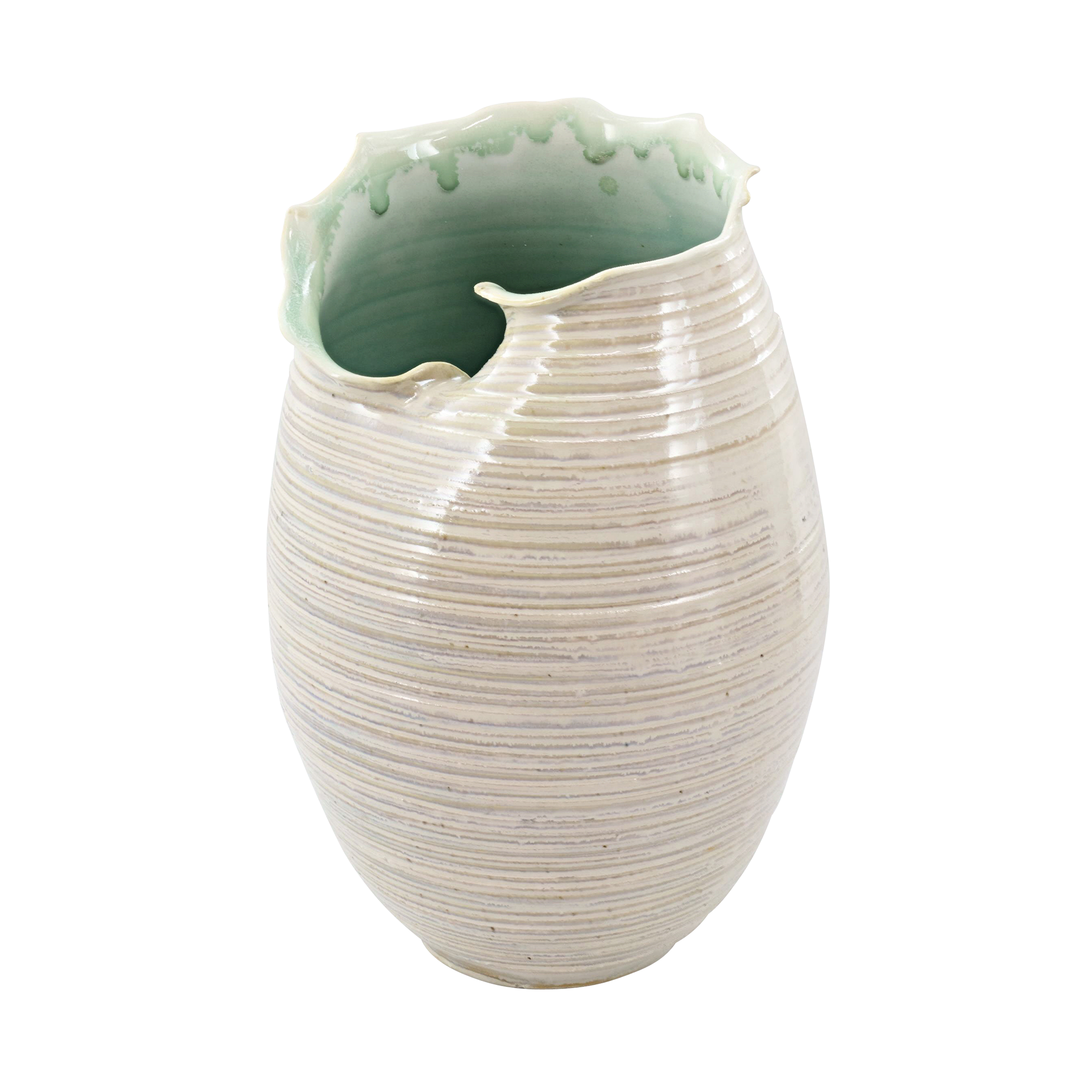 Vase 'Ligne d'O' vert clair en porcelaine - 22,5 cm de hauteur x 14 cm de diamètre - 70€