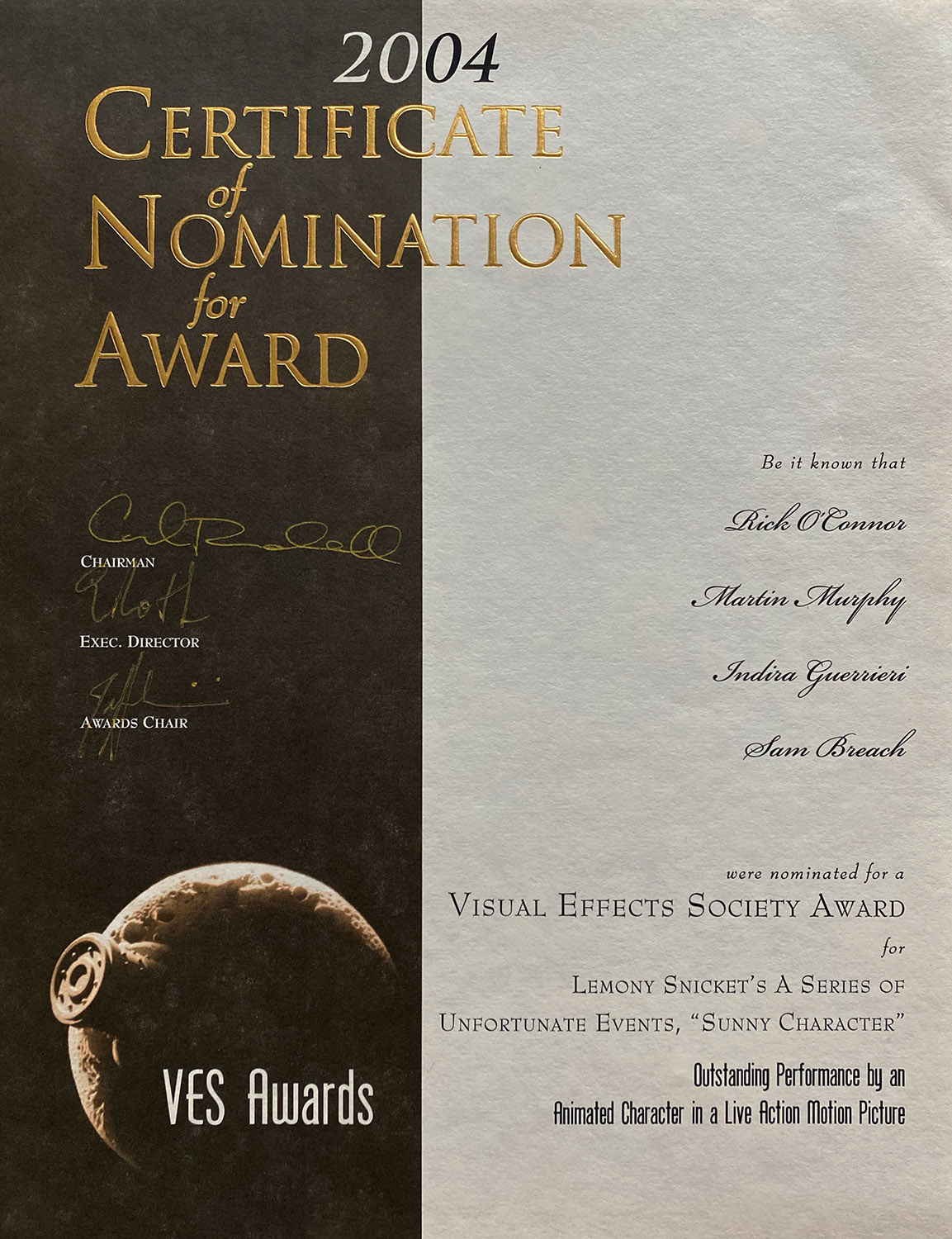 2004 VES Nomination for Lemony Snicket
