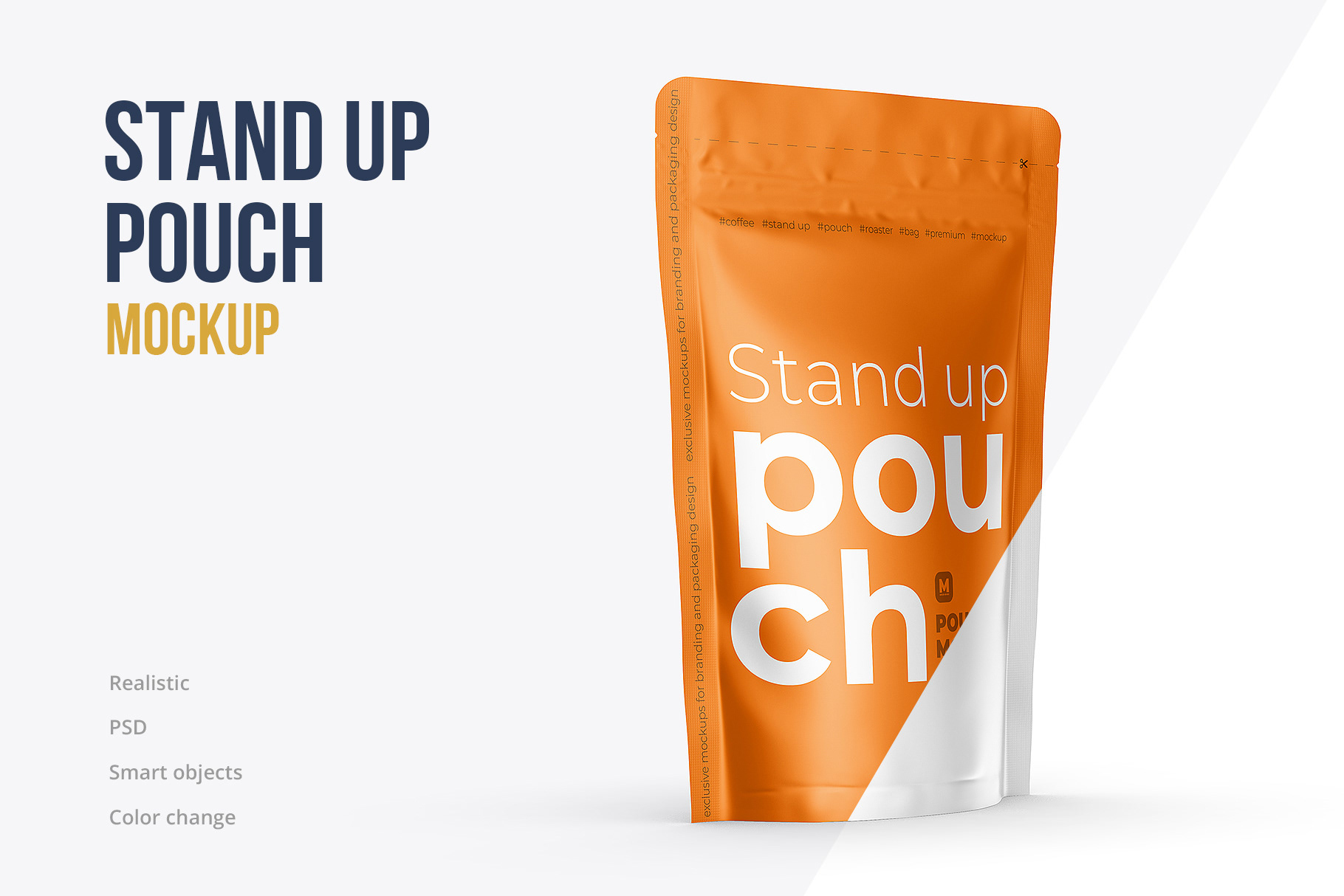 Exclusive Product Mockups - Stand-up Pouch Mockup half side view