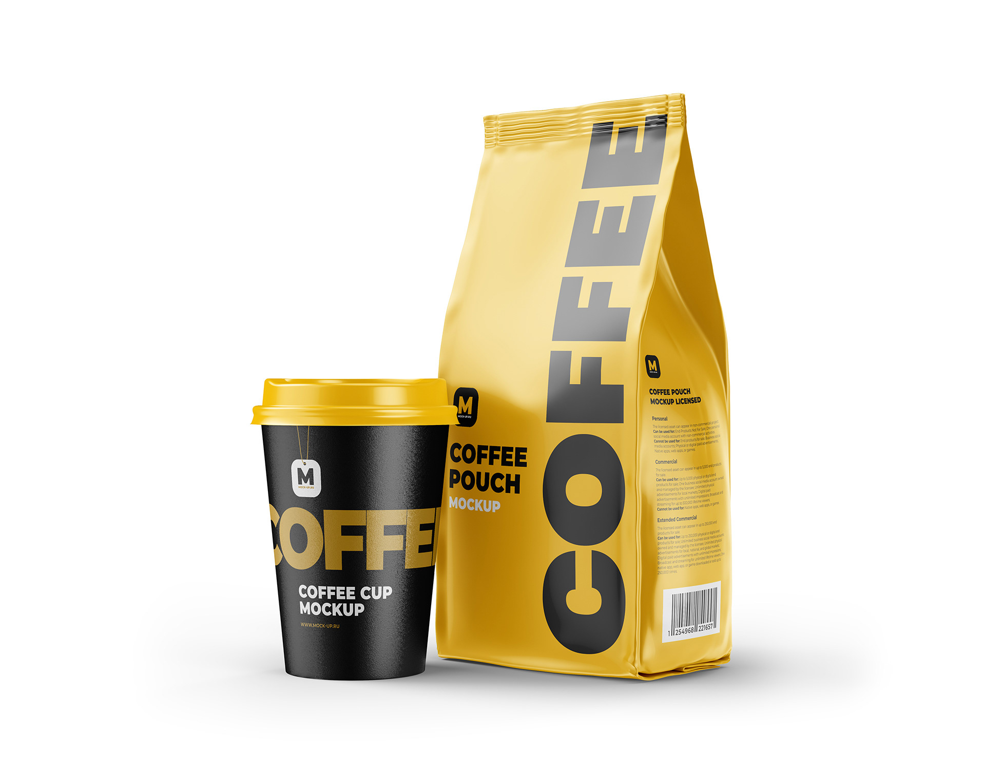 Exclusive Product Mockups Aluminium Coffee Pouch 3/4 view