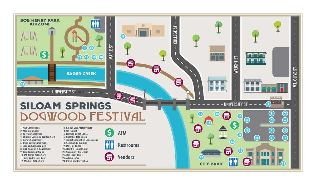 Justin Oden Design/Illustration Siloam Springs Dogwood Festival Map