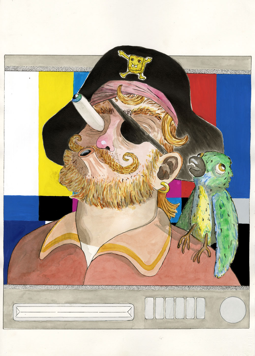 Cecile Botis (Adv Dip Creative Product) Painty the Pirate - Watercolour, Gouache and Ink