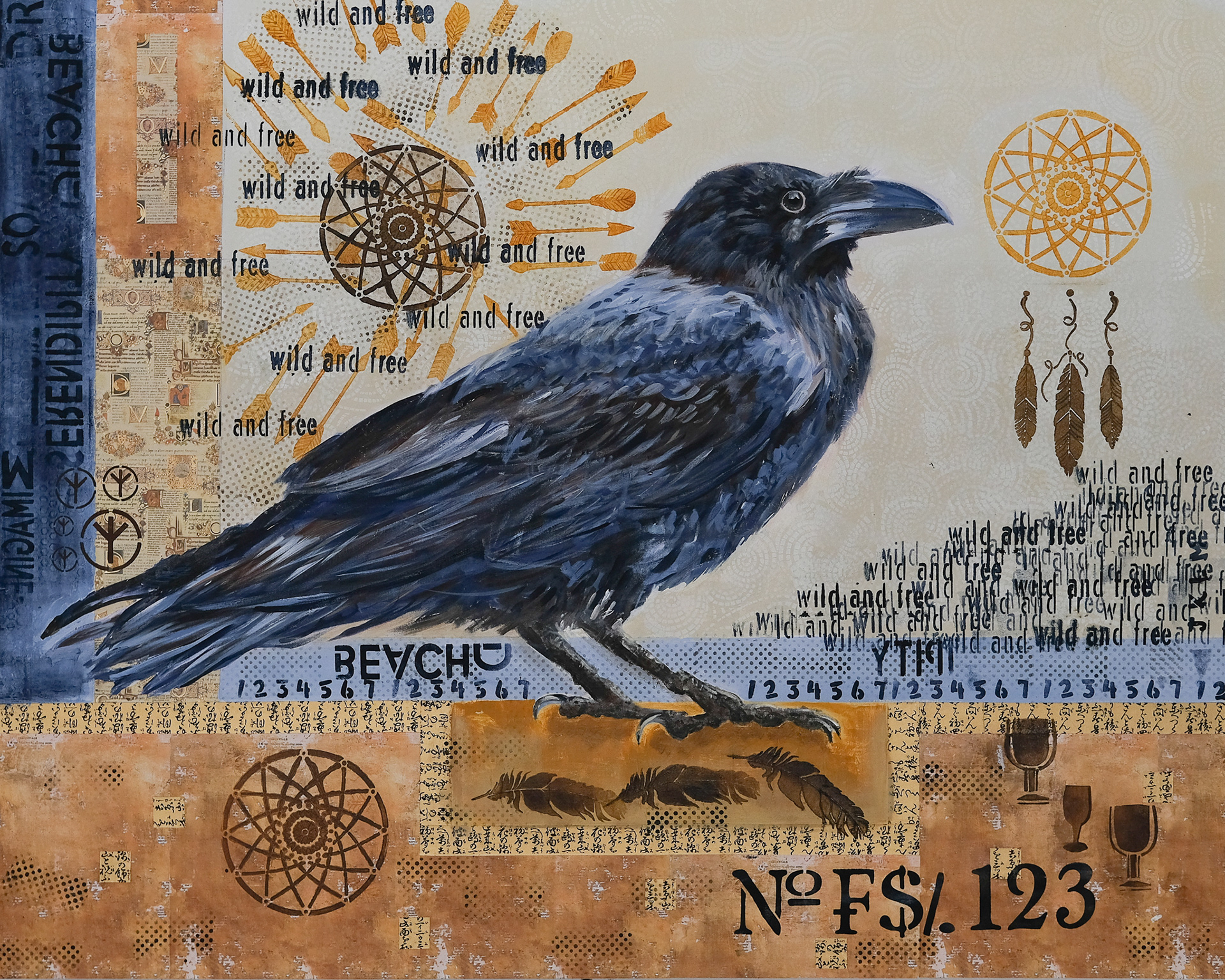 Raven Wild and Free, 60 x 48