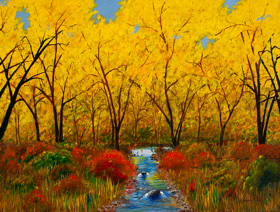 "Cottonwood Creek" Acrylics 18x24 Canvas NFS