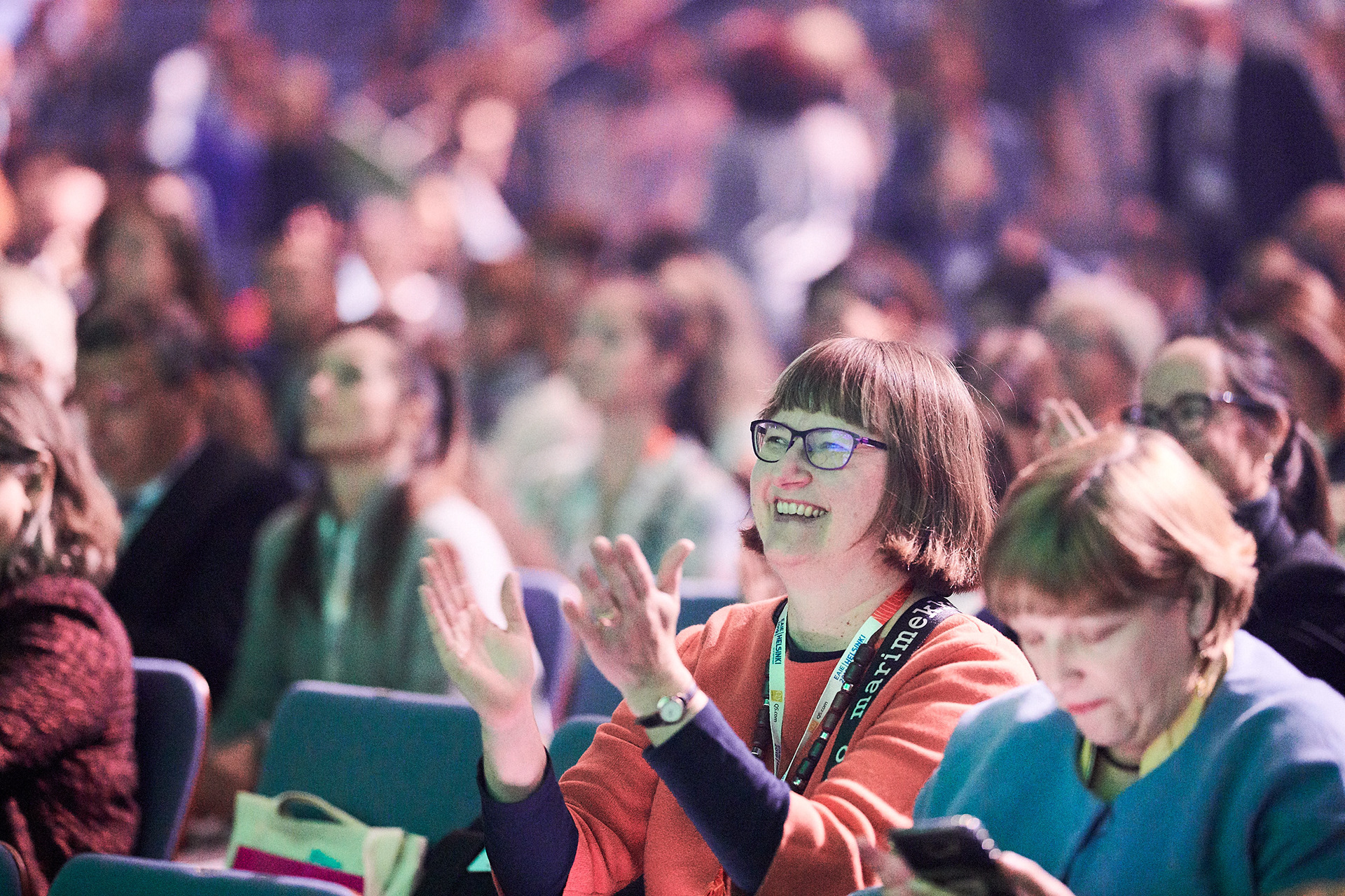 Conference participants were enjoying the speech.