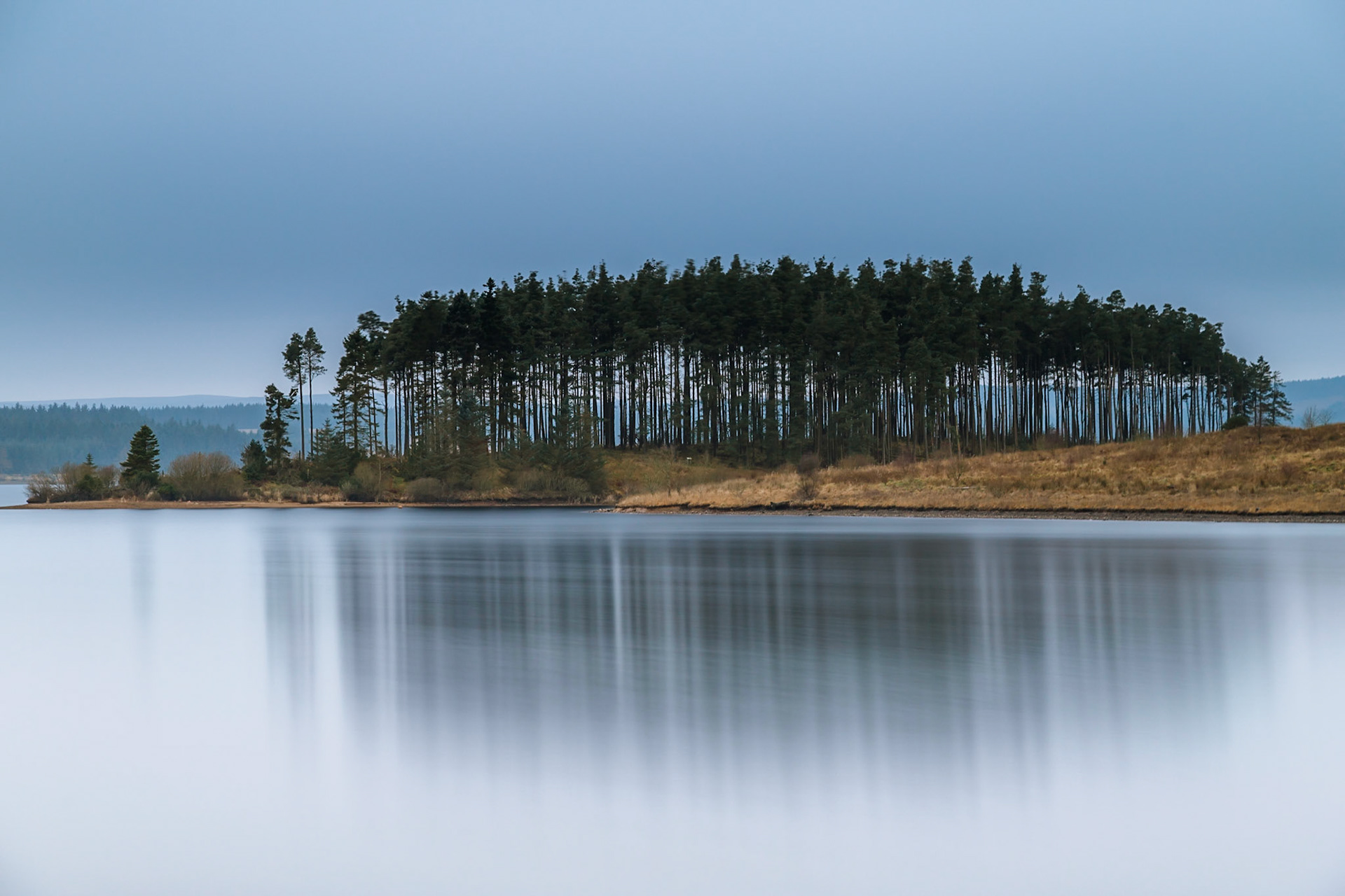Dull. Across kielder water.