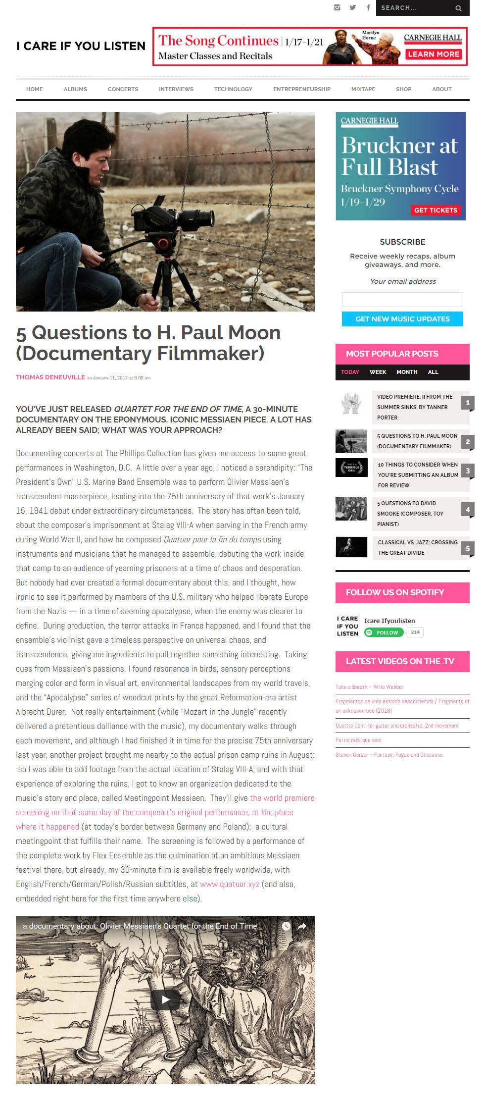 Interiew in I Care If You Listen