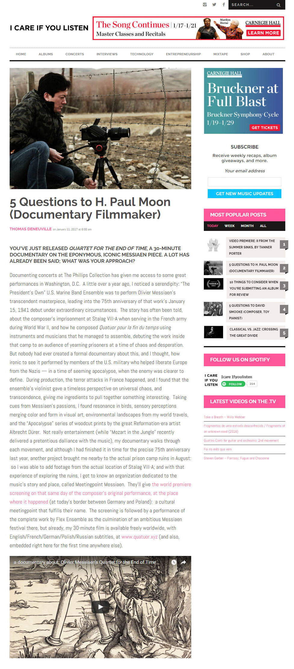 Interiew in I Care If You Listen