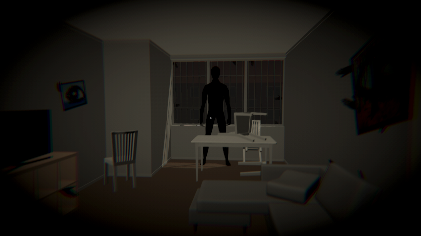 Dark figure in living room (late game)