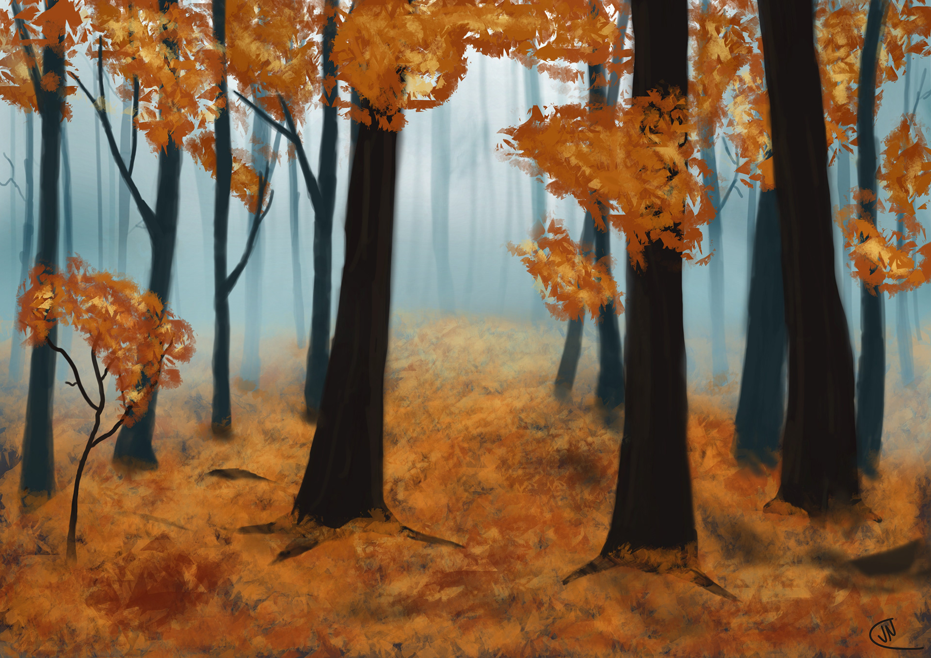 Joakim Carlsen Game Designer And Level Artist Fall Winter Forest Drawing