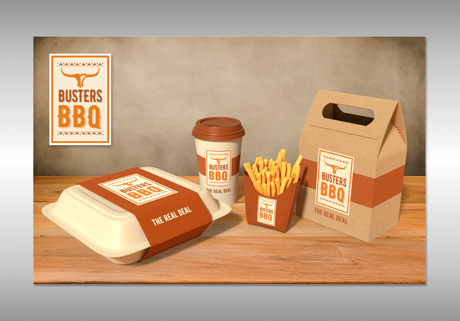 Buster's BBQ 3D Product Brand Illustration