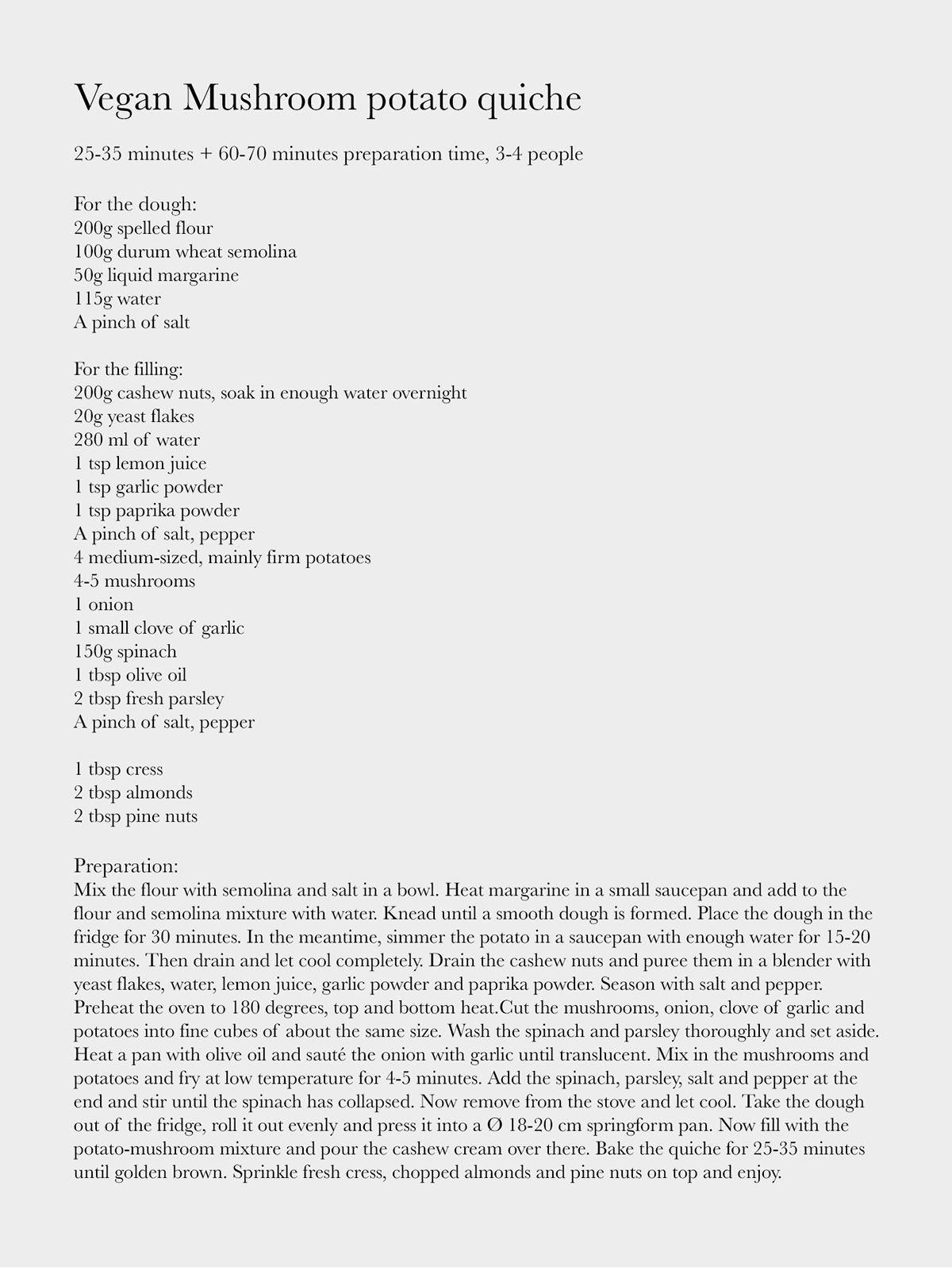 Lenaliciously - Vegane Spinat-Cashew Quiche