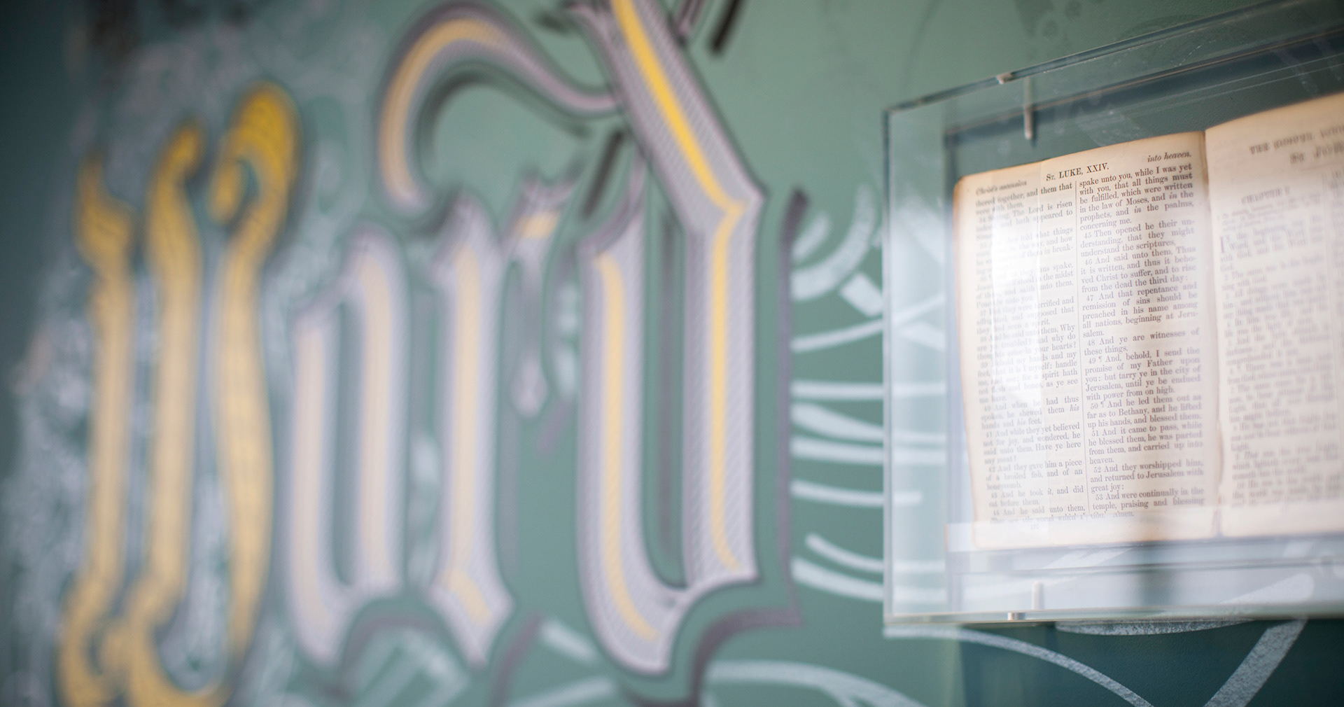 harper collins office typographic vector lettering mural bible