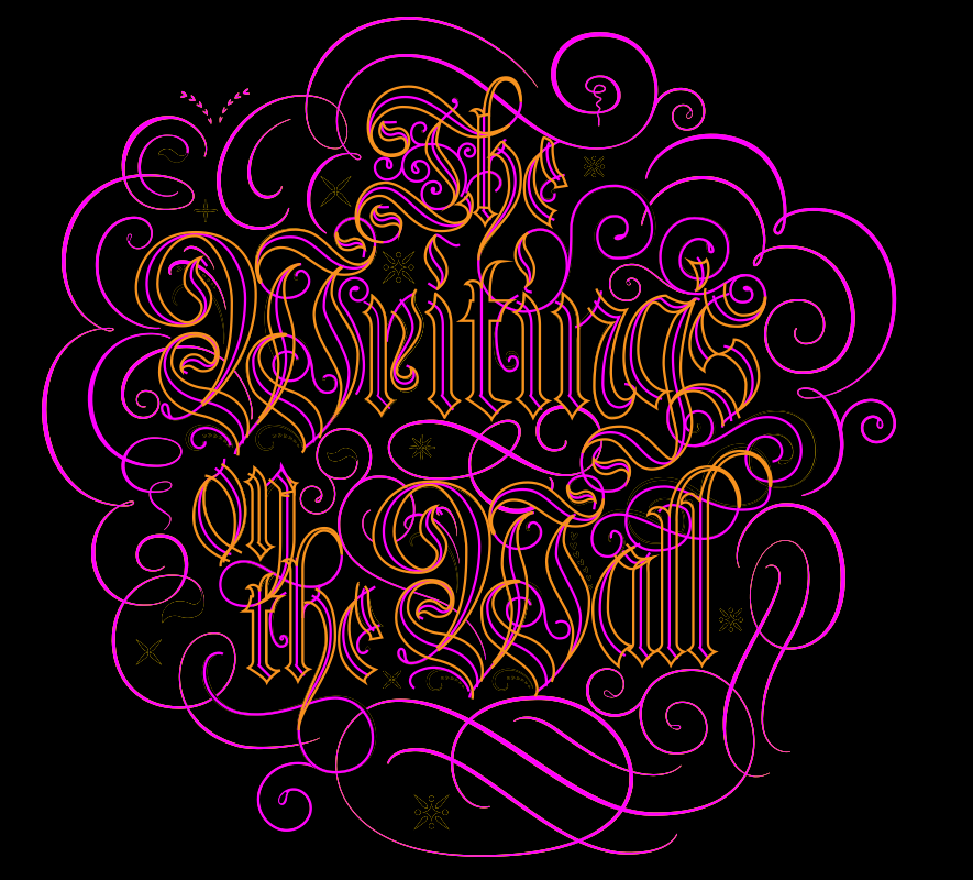 exhibition graphic projection vector lettering animation writing's on the wall digitaly type