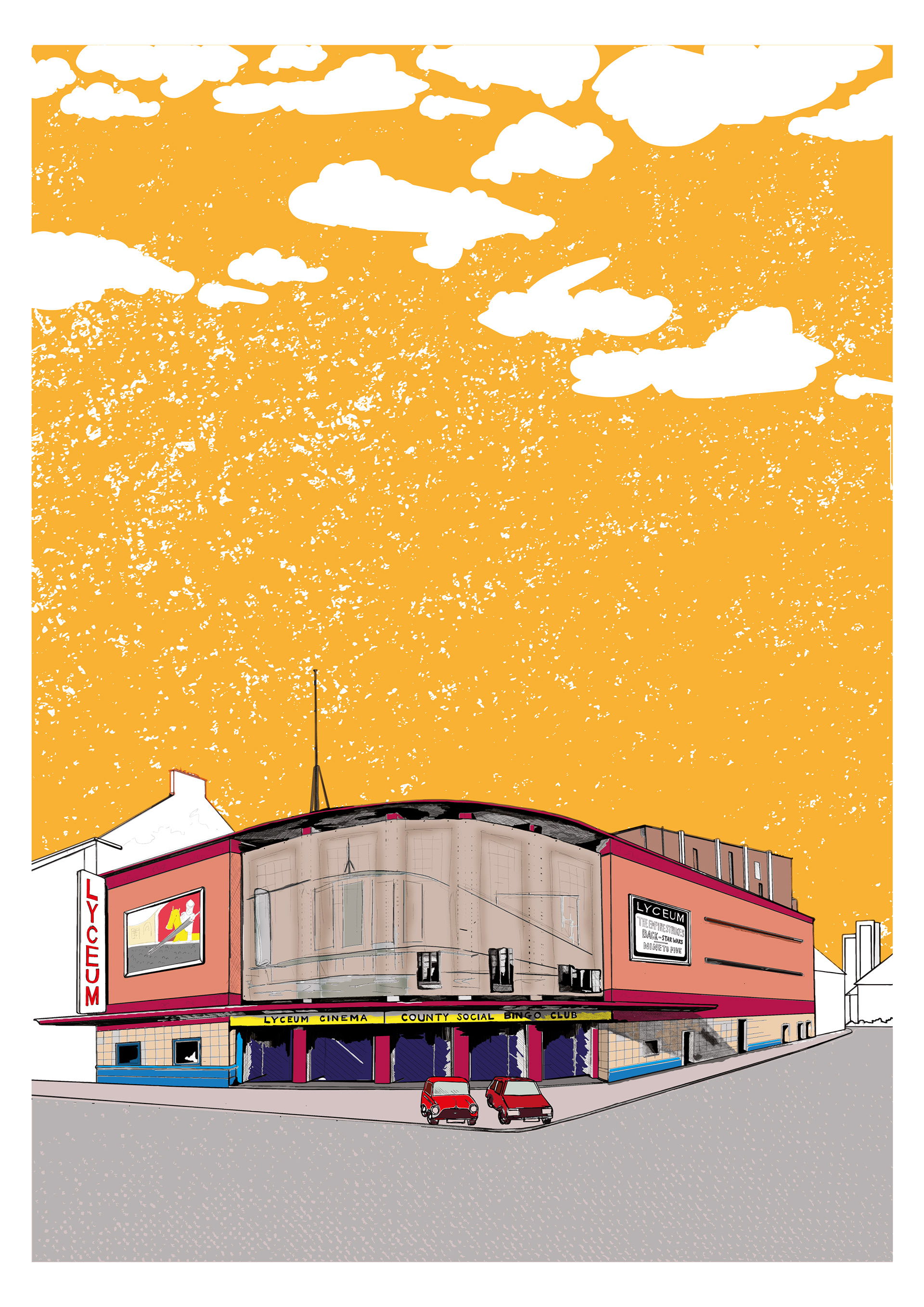 Lyceum Govan Mustard Sky - Glasgow, Wall art, giclee print,