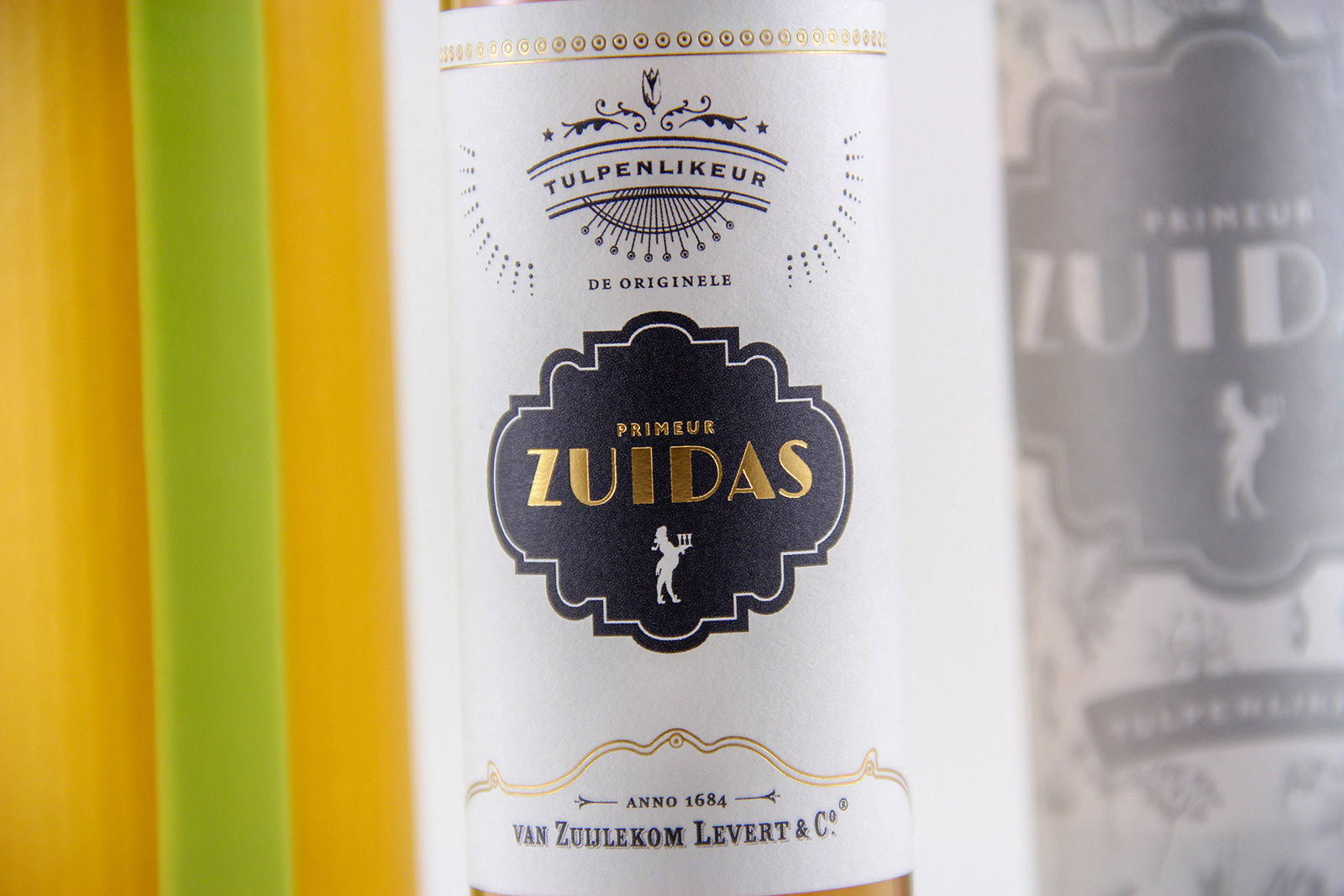 Tulip Liqueur bottle label close up