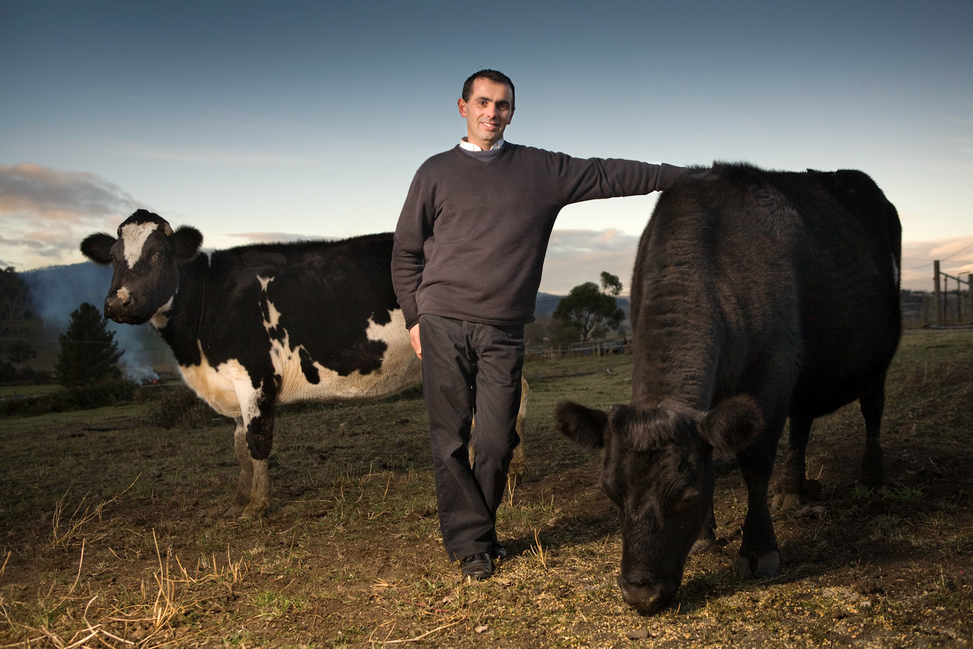 Brendan McShane at his property at Broardmarsh in Southern Tasmania.2007.