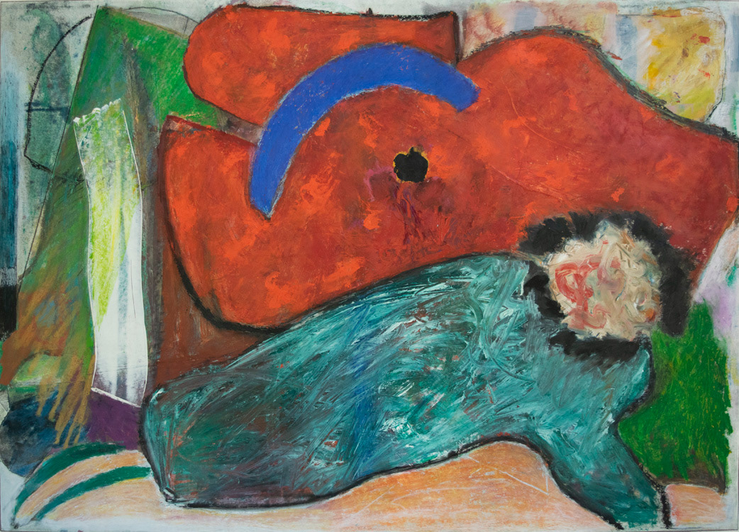 Between Us (1989), Monoprint, mixed media, 30 x 42 inches