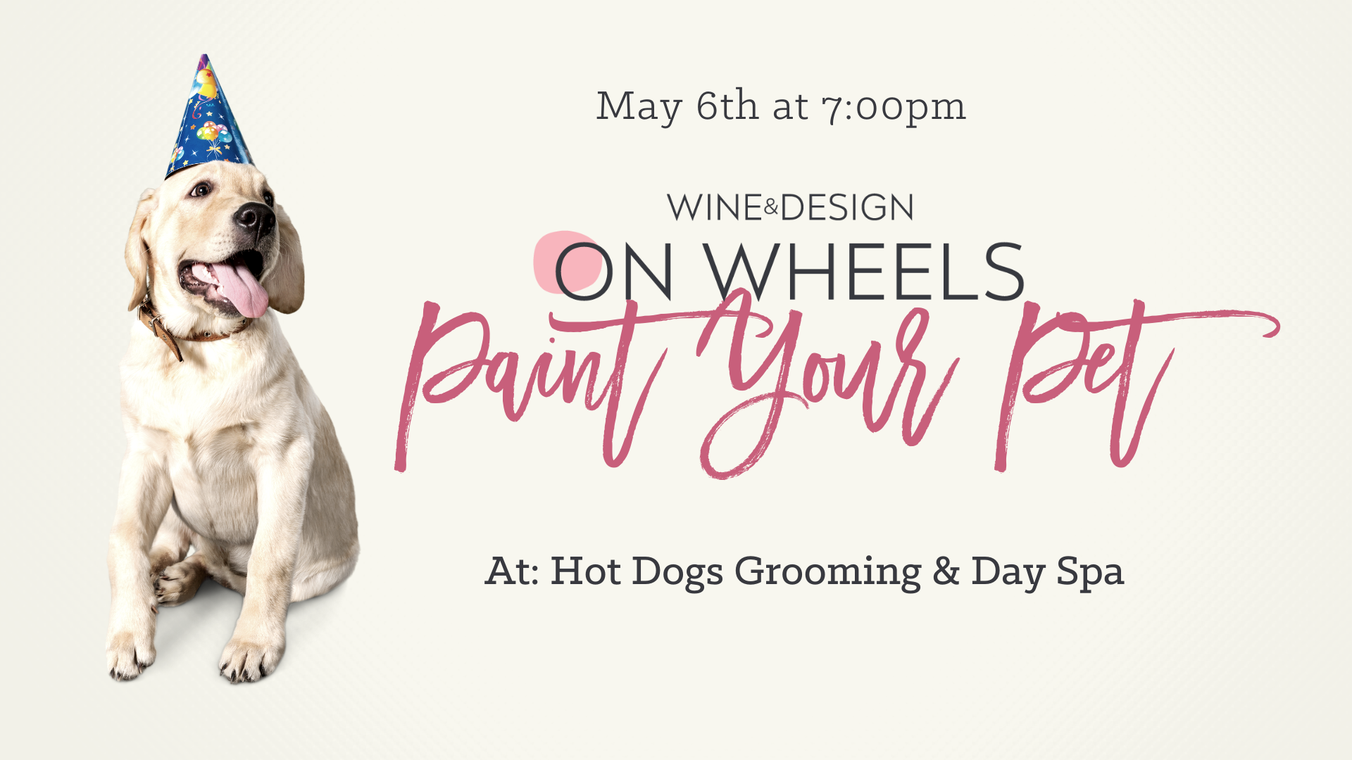 Wine & Design Facebook "Paint Your Pet" Event Banner Variant A