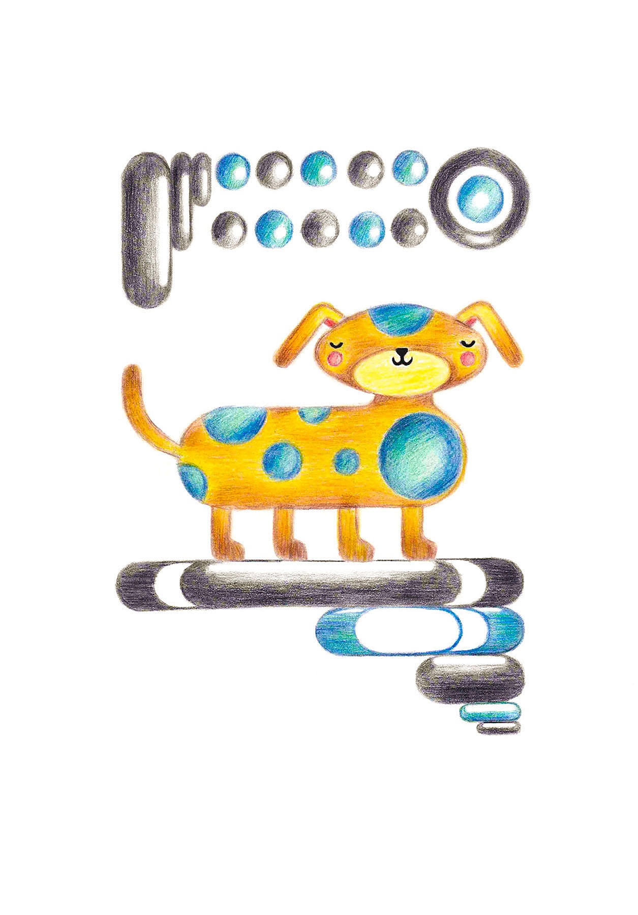 Yellow and Blue Drawing (Digital Version), rendered on Adobe Photoshop, 2020.