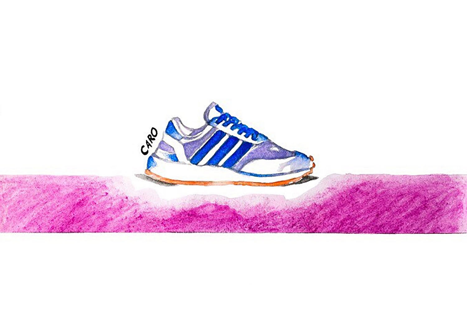 Adidas Originals I-5923 Runner Shoe, graphite, water-based pencils on card paper, 5.83 x 8.27 inches, rendered on Adobe Photoshop, 2018. Adidas AG