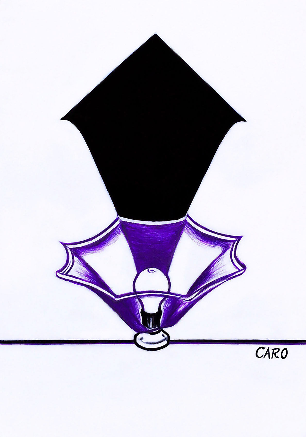 The Lampshade, ballpoint pen on card paper, 21 x 14.8, 2019.