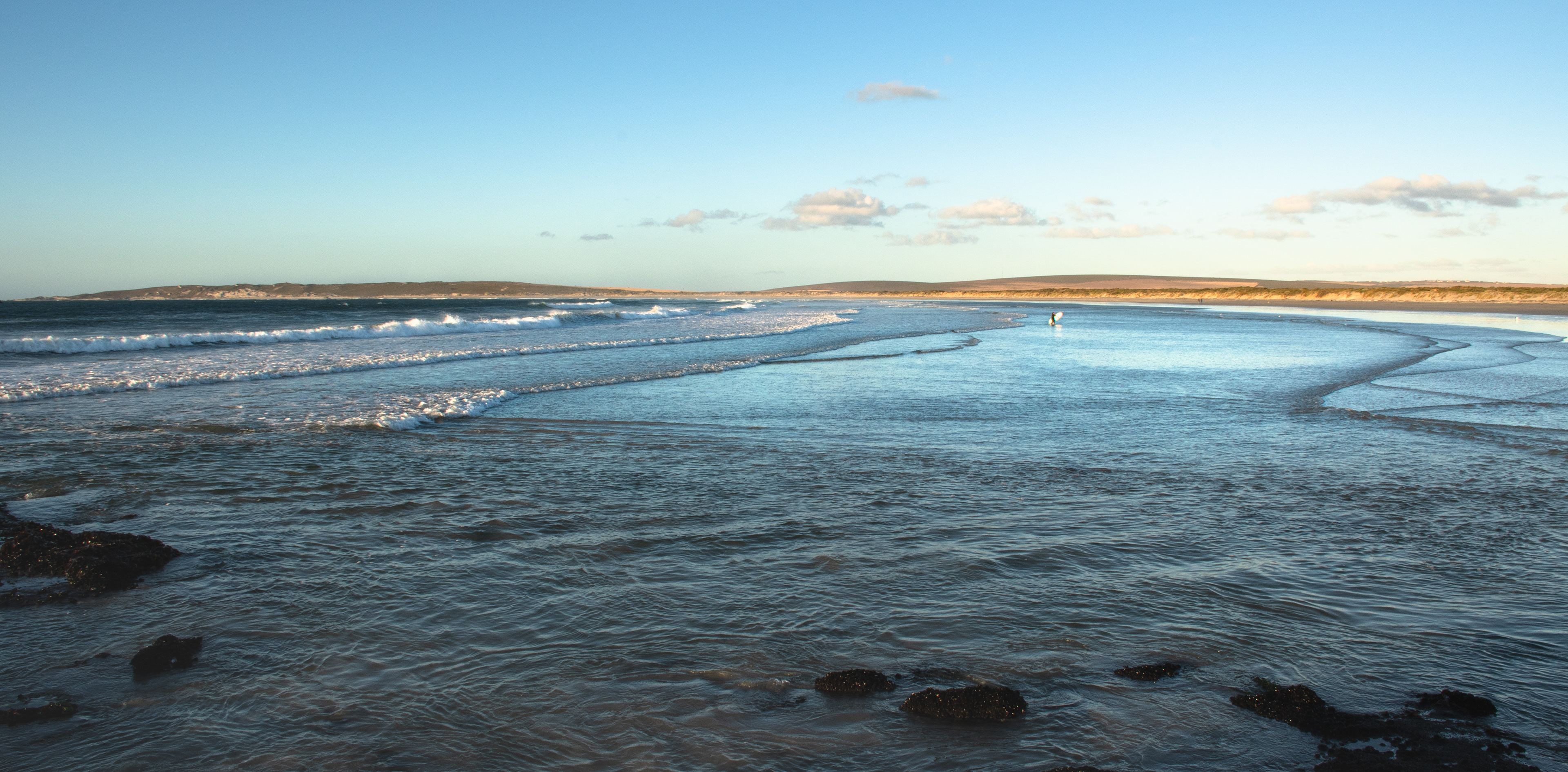 The strong winds offer good conditions for surfing