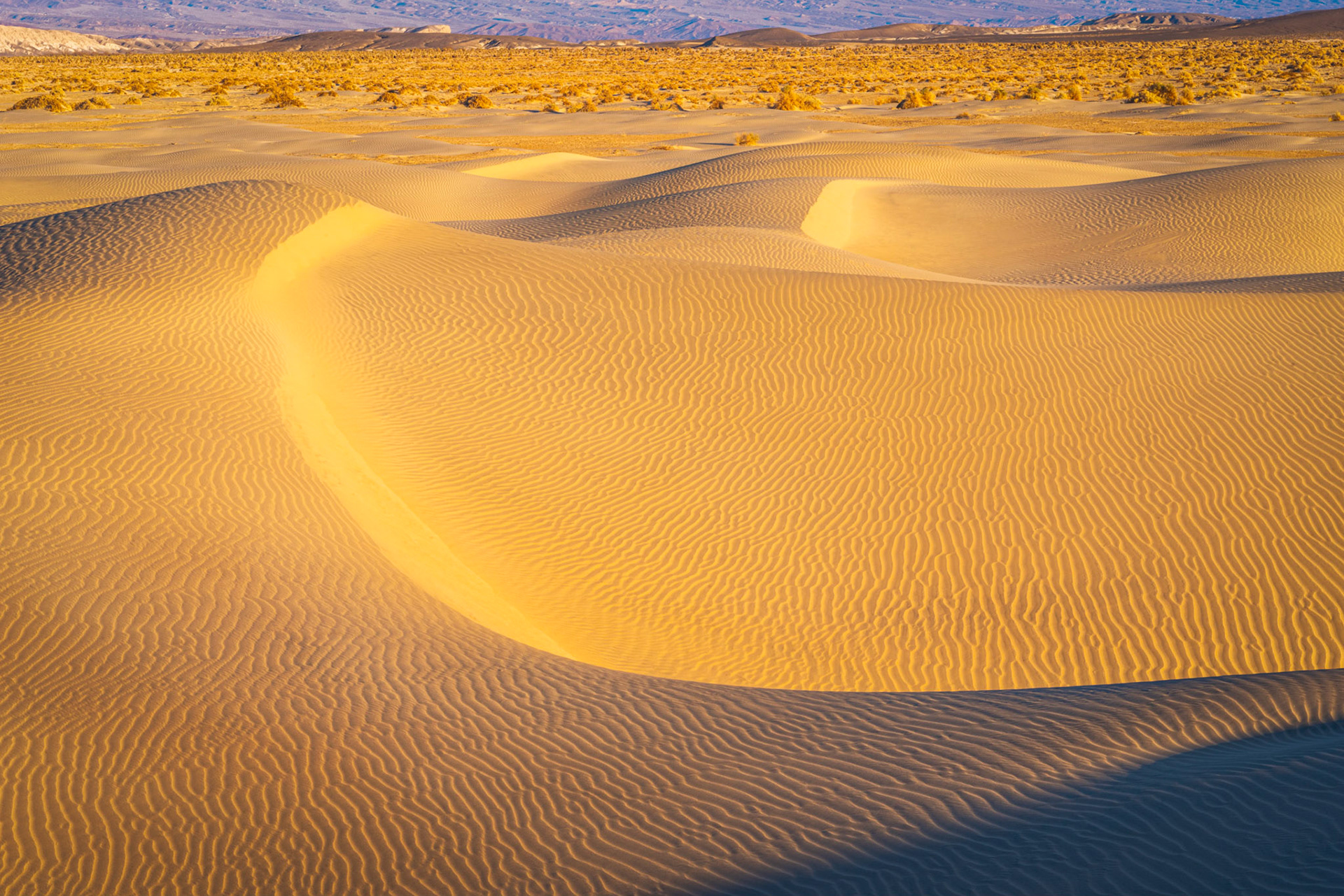Mesquite Flats, late afternoon.Death Valley National ParkCaliforniaFebruary 20, 2020This is an HDR image consisting of 3 exposures merged in Lightroom. Additional processing in Lightroom and Photoshop.Pentax K-1, TAMRON 28-300mm F3.5-6.3 Ultra zoom XRISO 100 85 mm  ¹⁄₄₀ sec at ƒ / 22