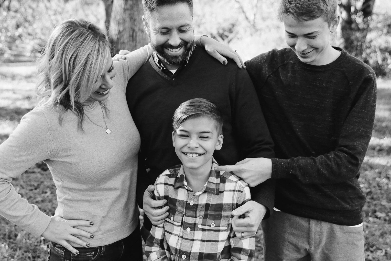 Family portrait, mother, father and two sons