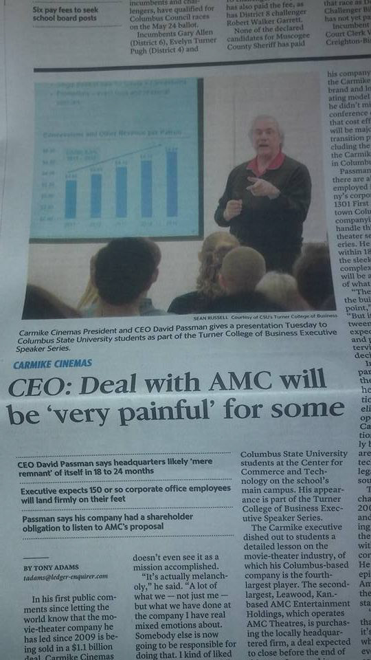 Executive Speaker Series in the local newspaper